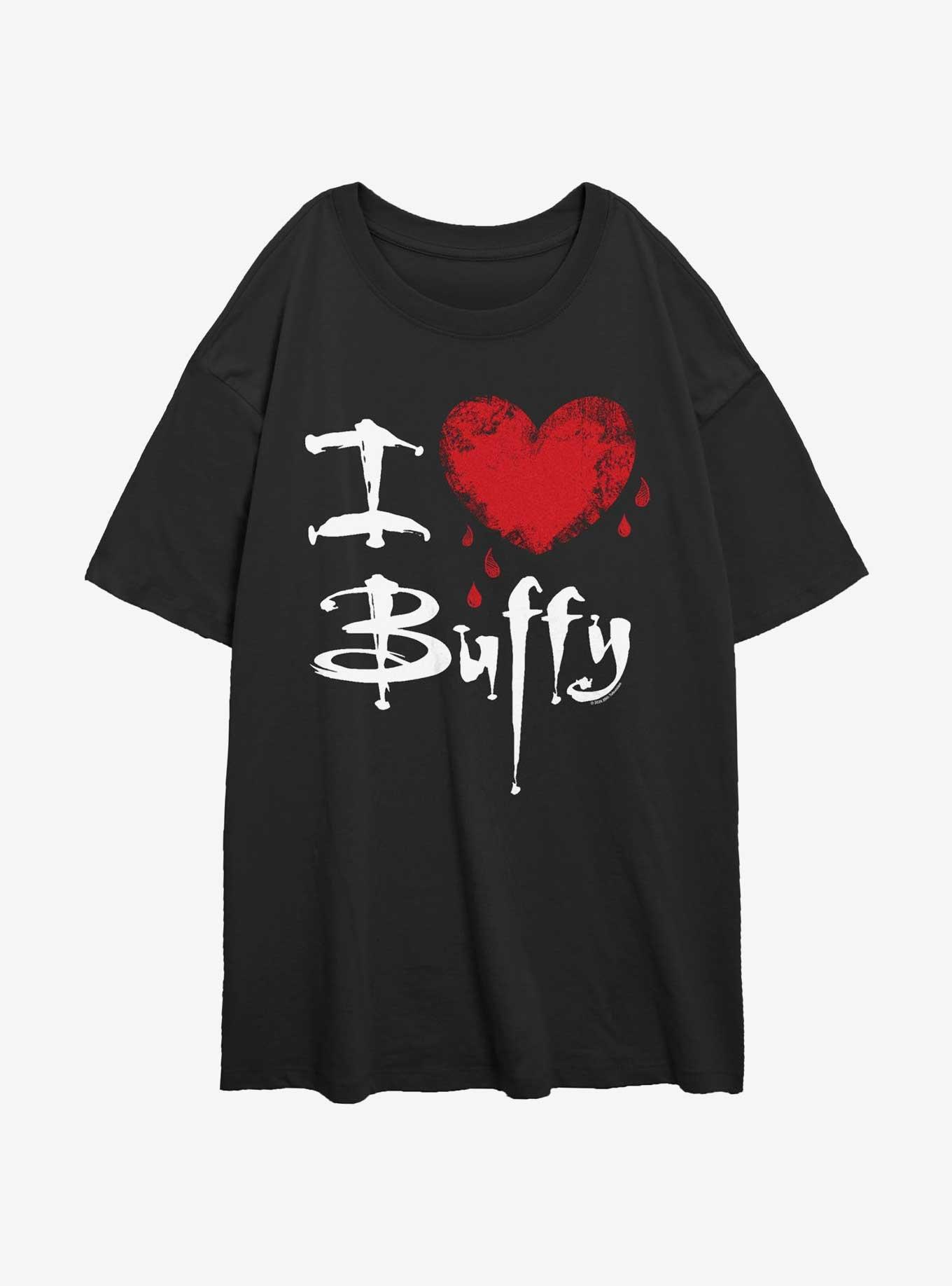 Buffy The Vampire Slayer Love Buffy Womens Oversized T-Shirt, BLACK, hi-res