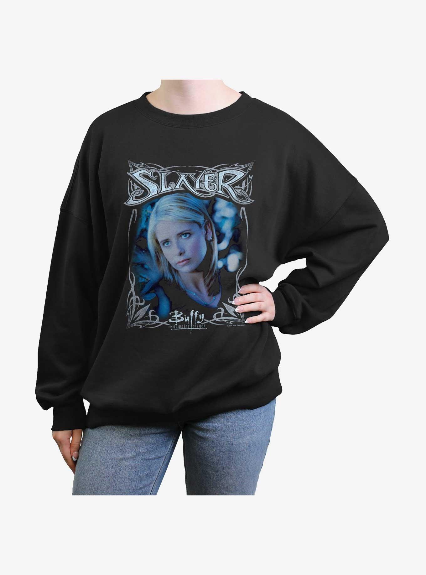 Buffy The Vampire Slayer Buffy Frame Rock Womens Oversized Sweatshirt, BLACK, hi-res