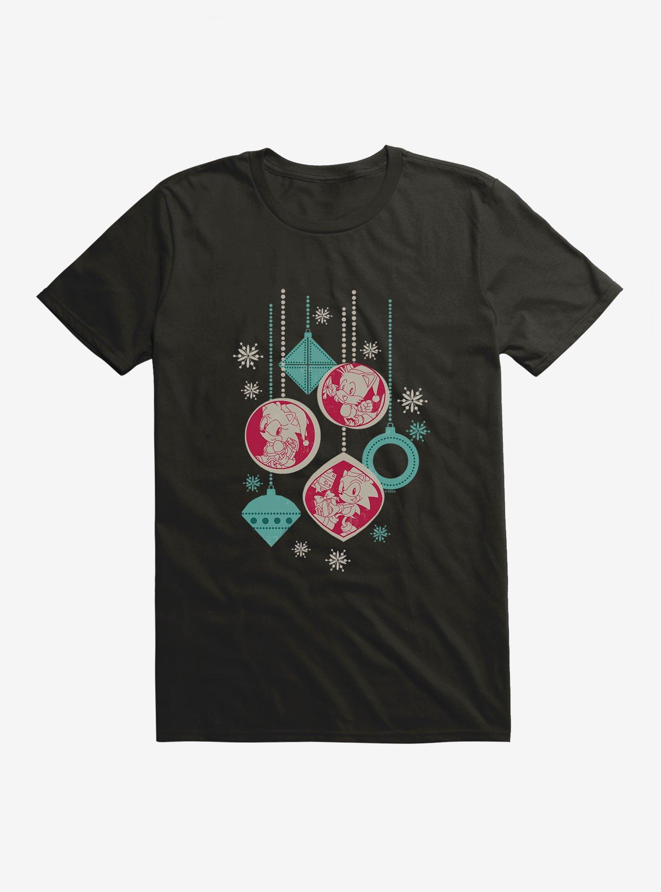 Sonic The Hedgehog Sonic, Tails and Amy Rose Ornaments T-Shirt, BLACK, hi-res