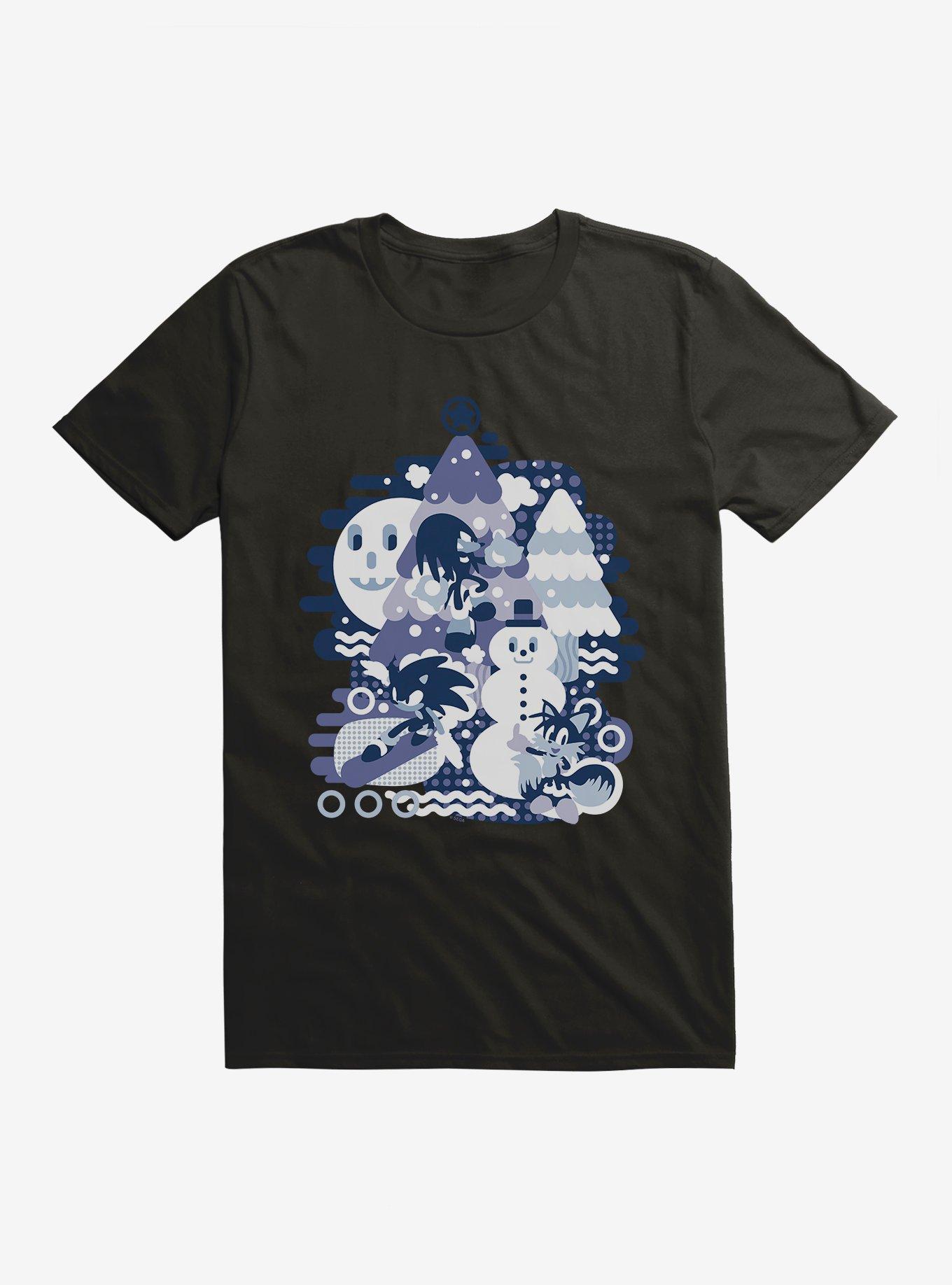 Sonic The Hedgehog Winter Snow Friends Blue Tone T-Shirt, , hi-res