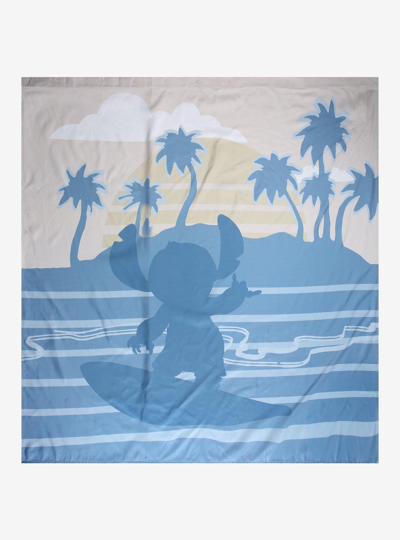 Disney Lilo & Stitch Surfing Silhouette Scenic Shower Curtain, , hi-res