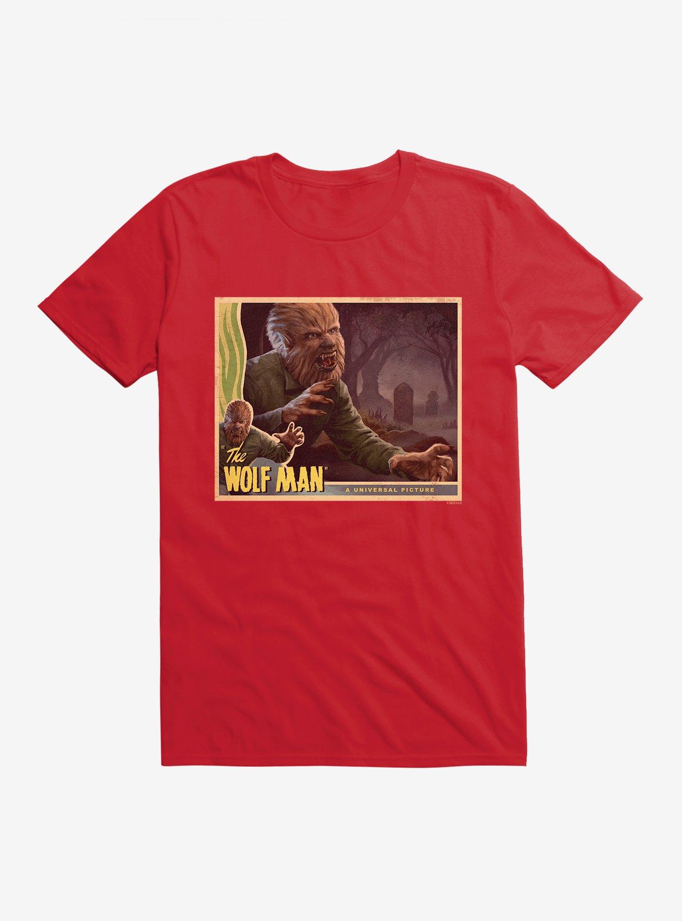 The Wolf Man Movie Poster T-Shirt, RED, hi-res