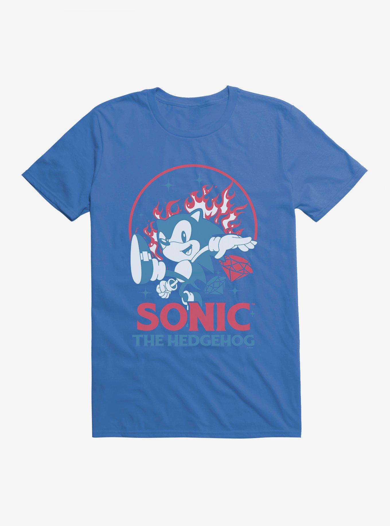 Sonic The Hedgehog Fire And Gems Sonic T-Shirt, ROYAL, hi-res