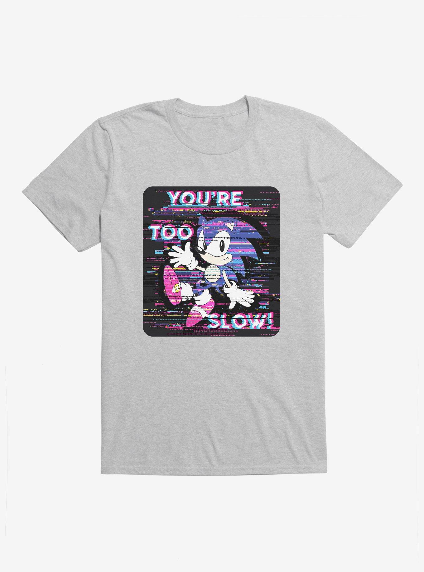 Sonic The Hedgehog Sonic Too Slow Glitch T-Shirt, HEATHER GREY, hi-res