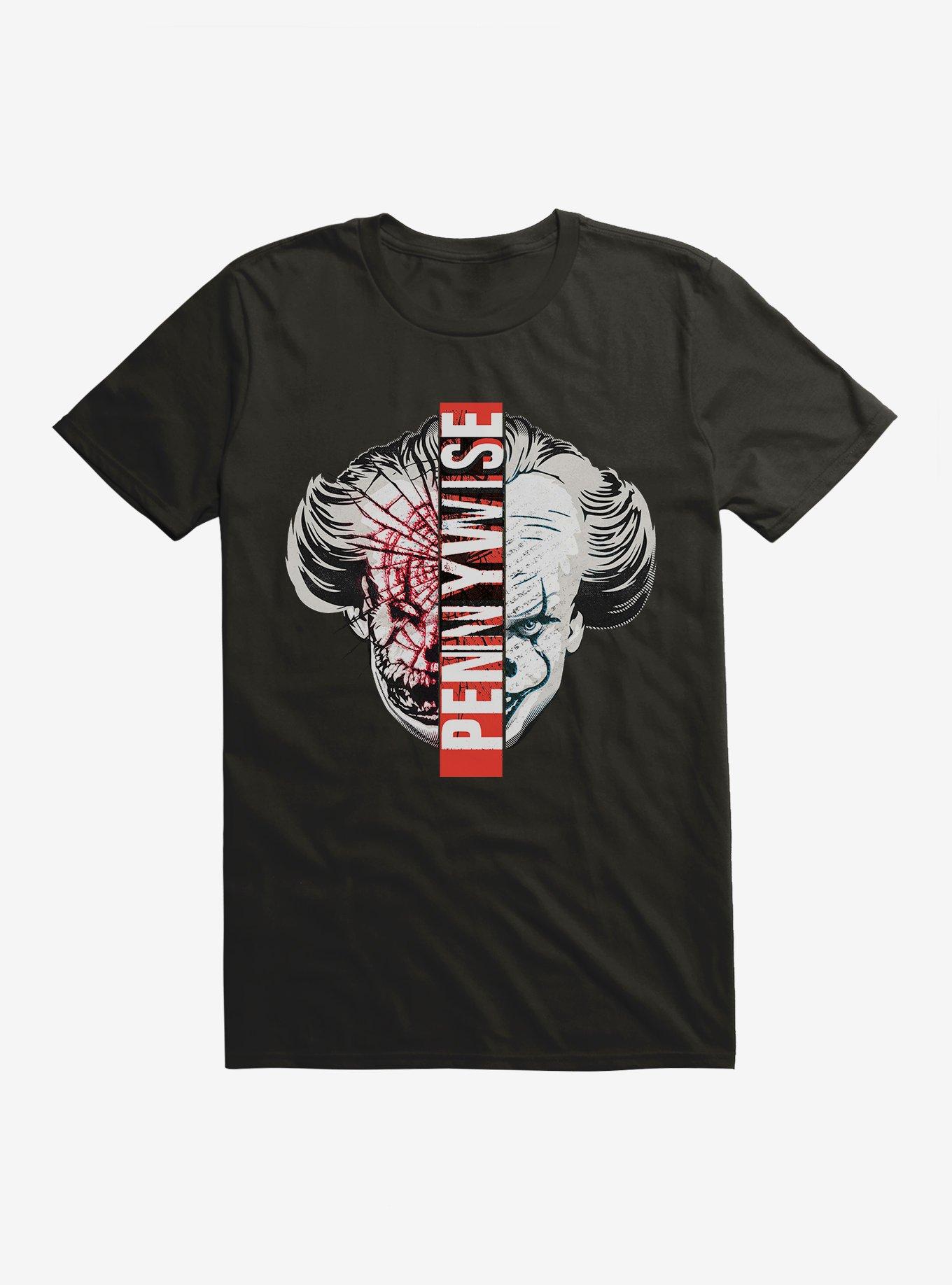 IT Chapter Two Pennywise Split Face T-Shirt, BLACK, hi-res