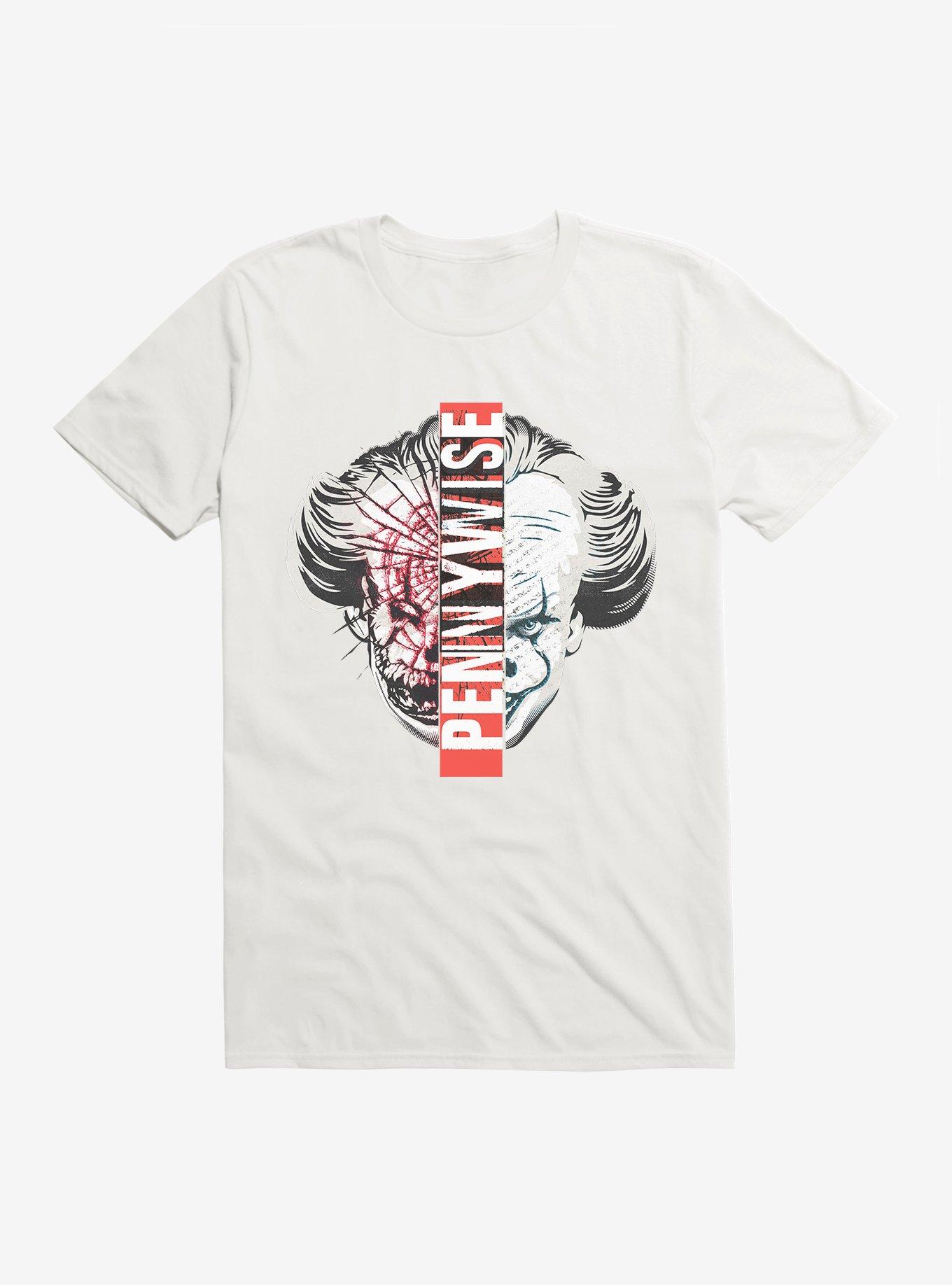 IT Chapter Two Pennywise Split Face T-Shirt, WHITE, hi-res