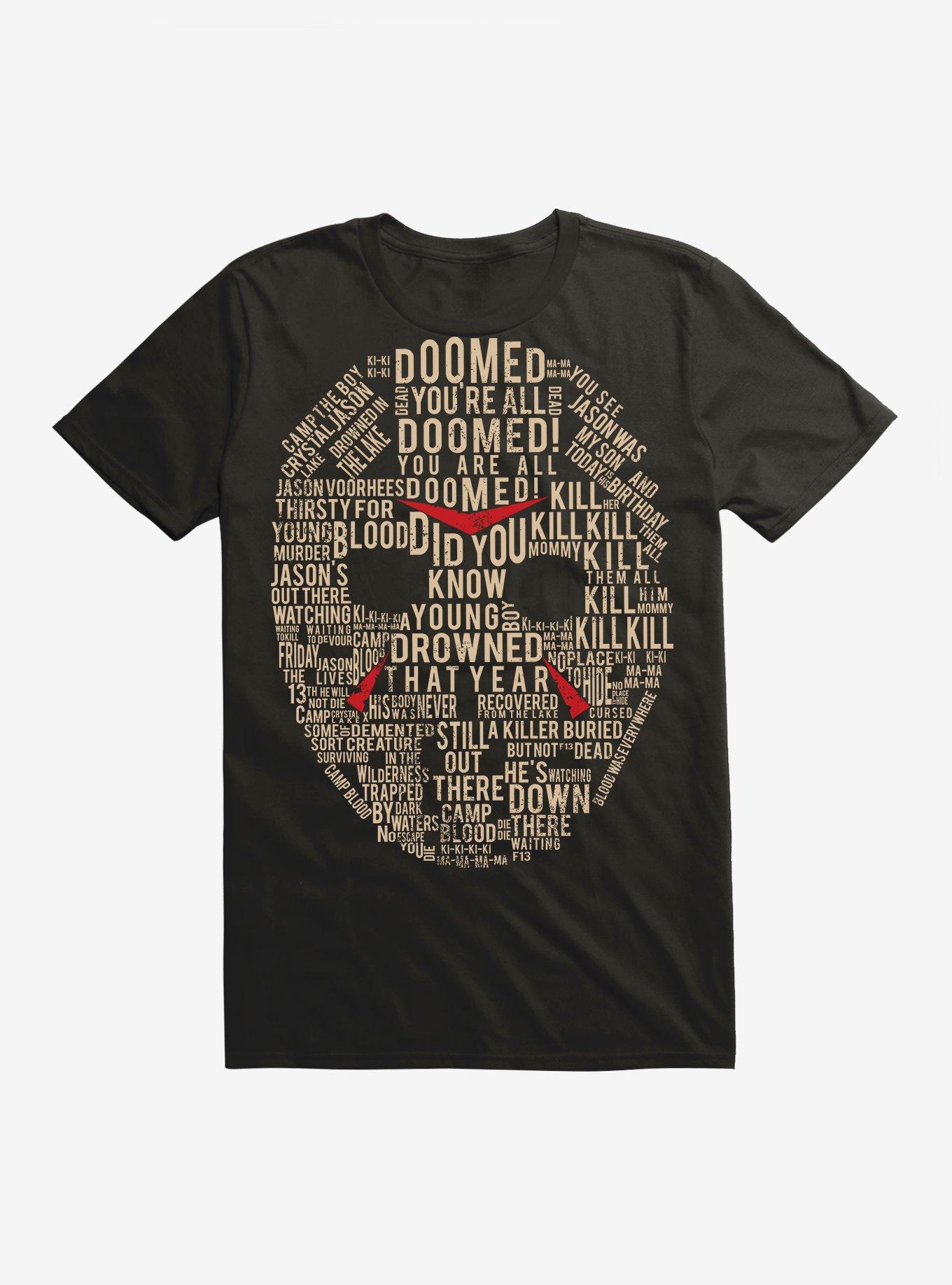 Friday The 13th Jason Mask Word Collage T-Shirt, , hi-res