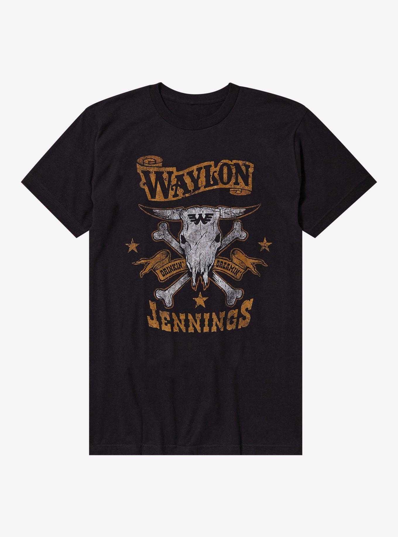 Waylon Jennings Drinkin' & Dreamin' T-Shirt, BLACK, hi-res