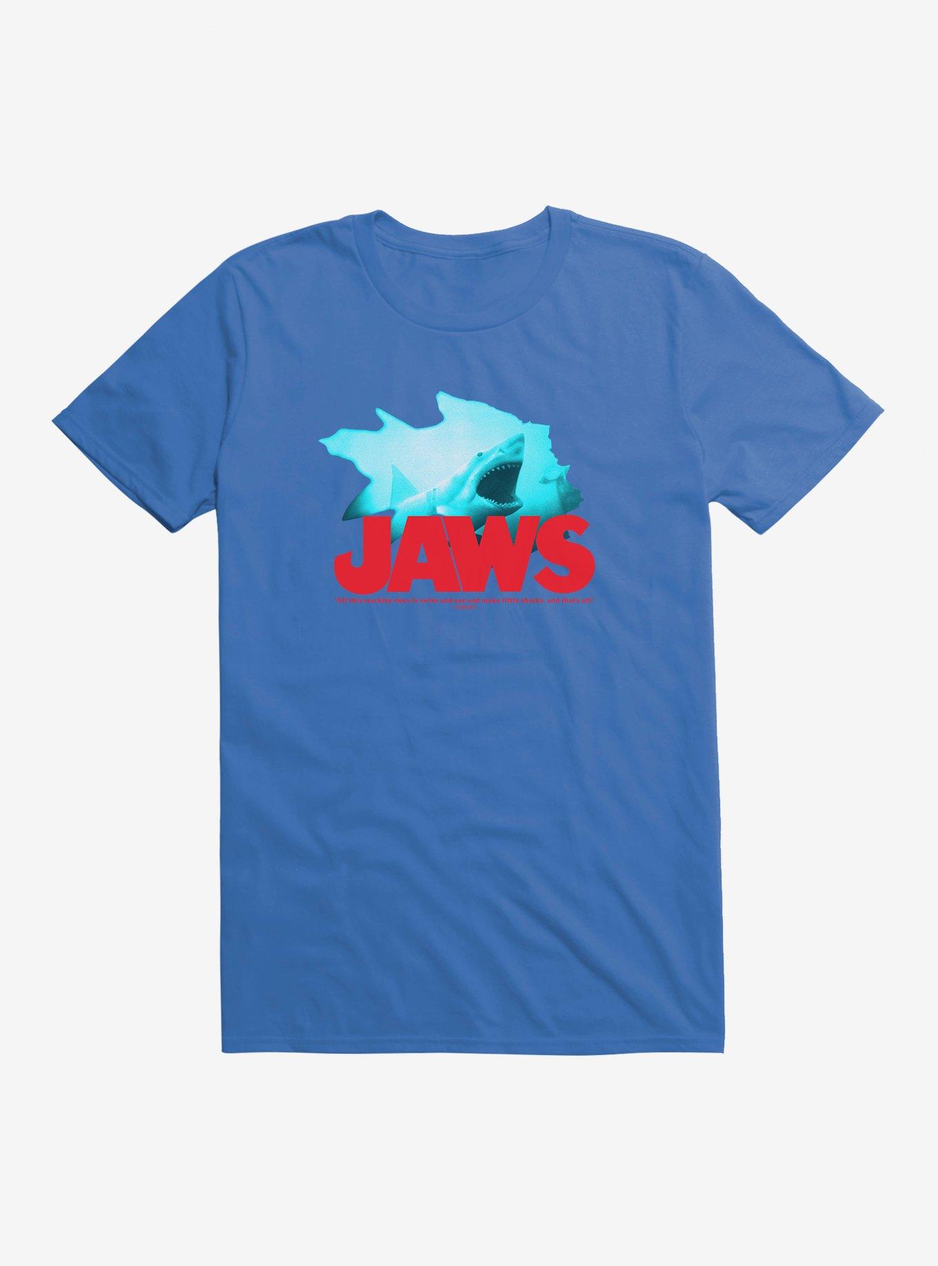 Jaws Swim And Eat Quote T-Shirt, ROYAL, hi-res