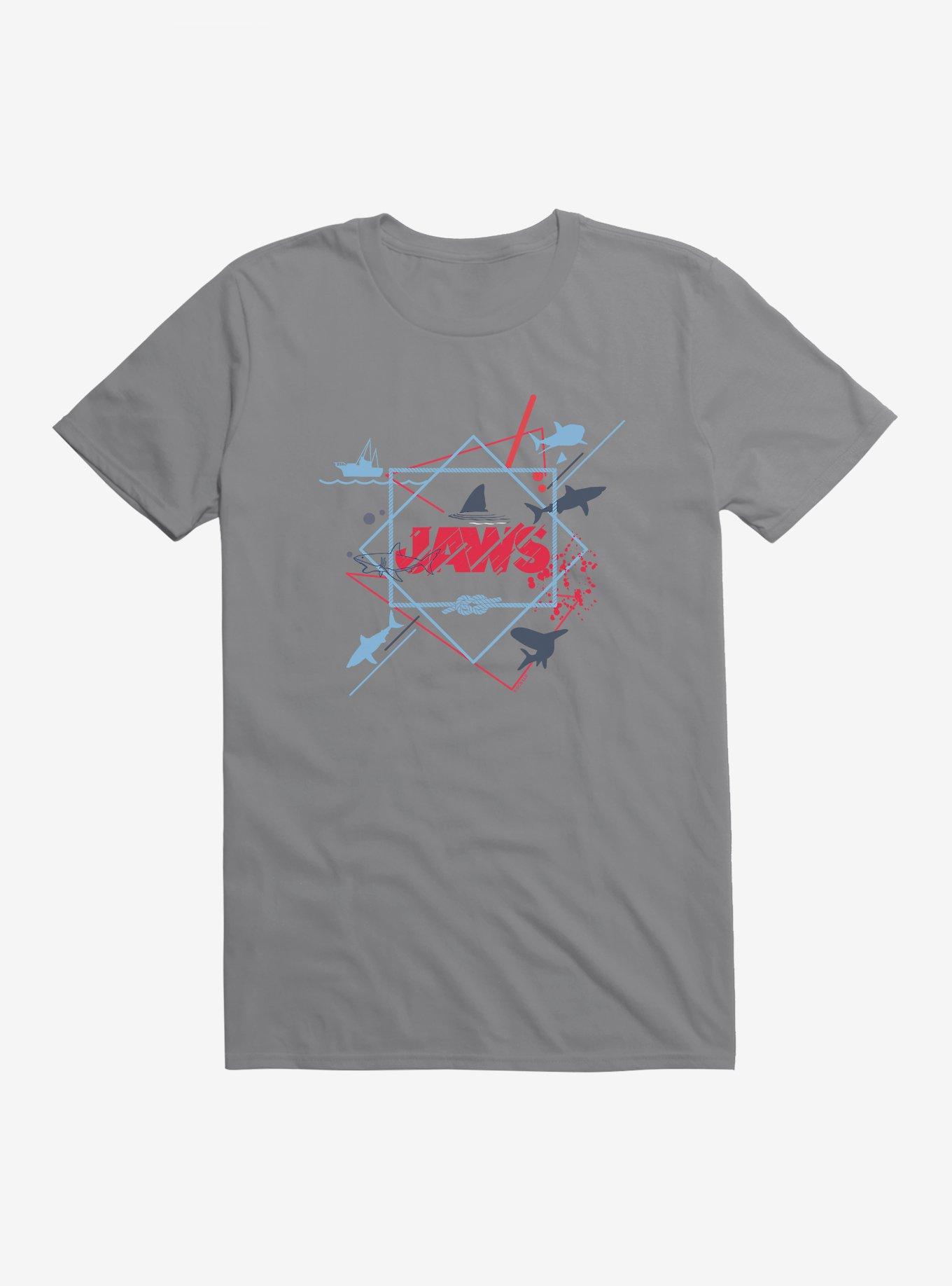 Jaws Linear Script Icons T-Shirt, STORM GREY, hi-res
