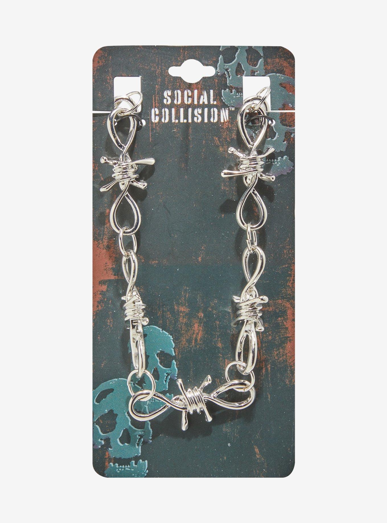 Social Collision Barbed Wire Chain Necklace, , hi-res