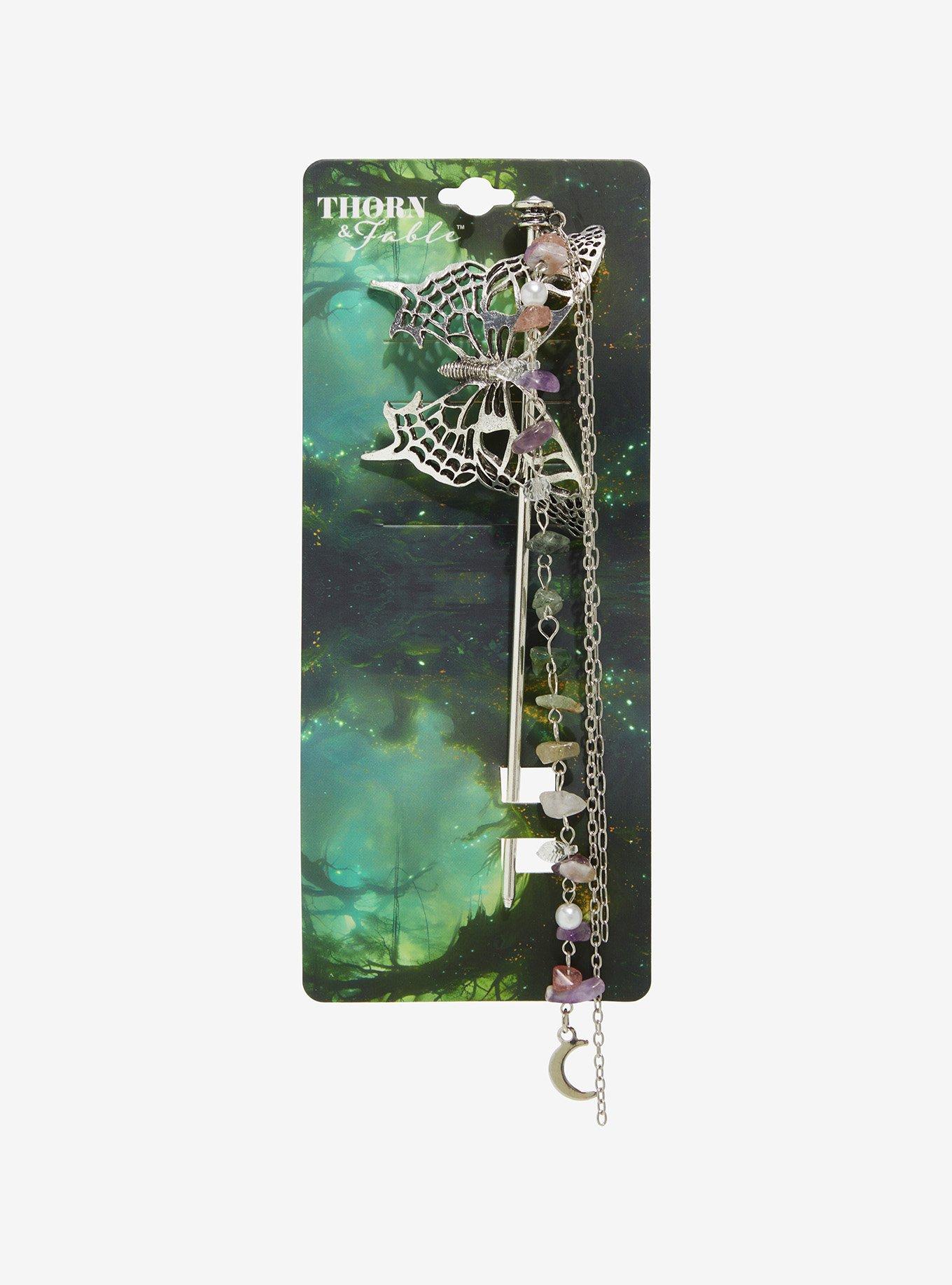 Thorn & Fable Butterfly Crystal Hair Pin, , hi-res