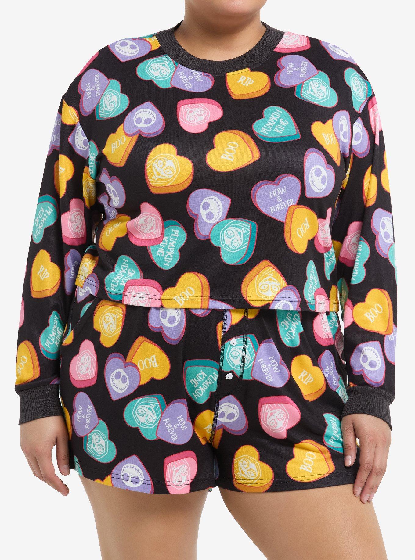 Her Universe The Nightmare Before Christmas Jack & Sally Hearts Girls Lounge Set Plus Size, MULTI, hi-res