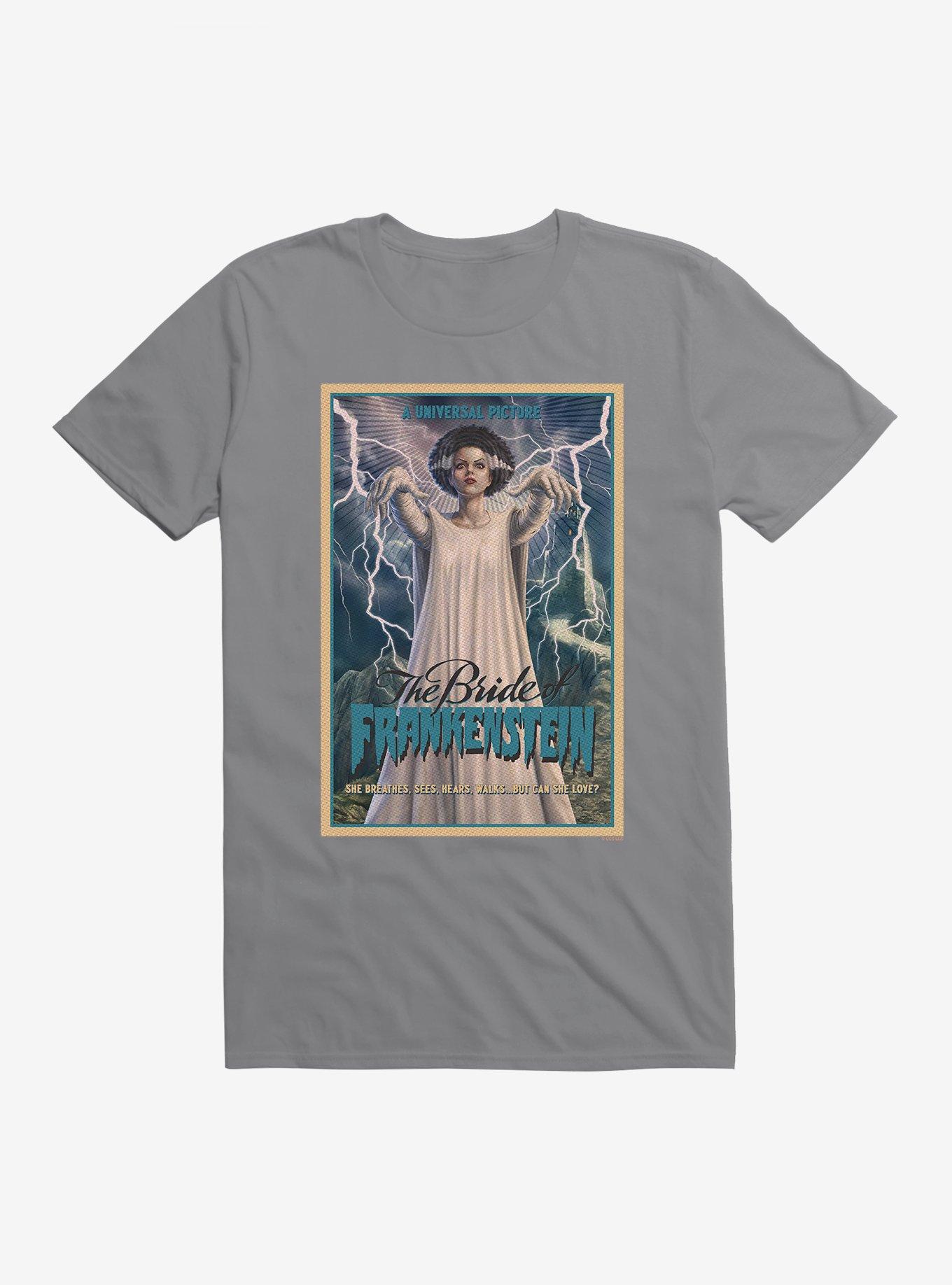 Universal Monsters Bride Of Frankenstein Can She Love? T-Shirt, STORM GREY, hi-res