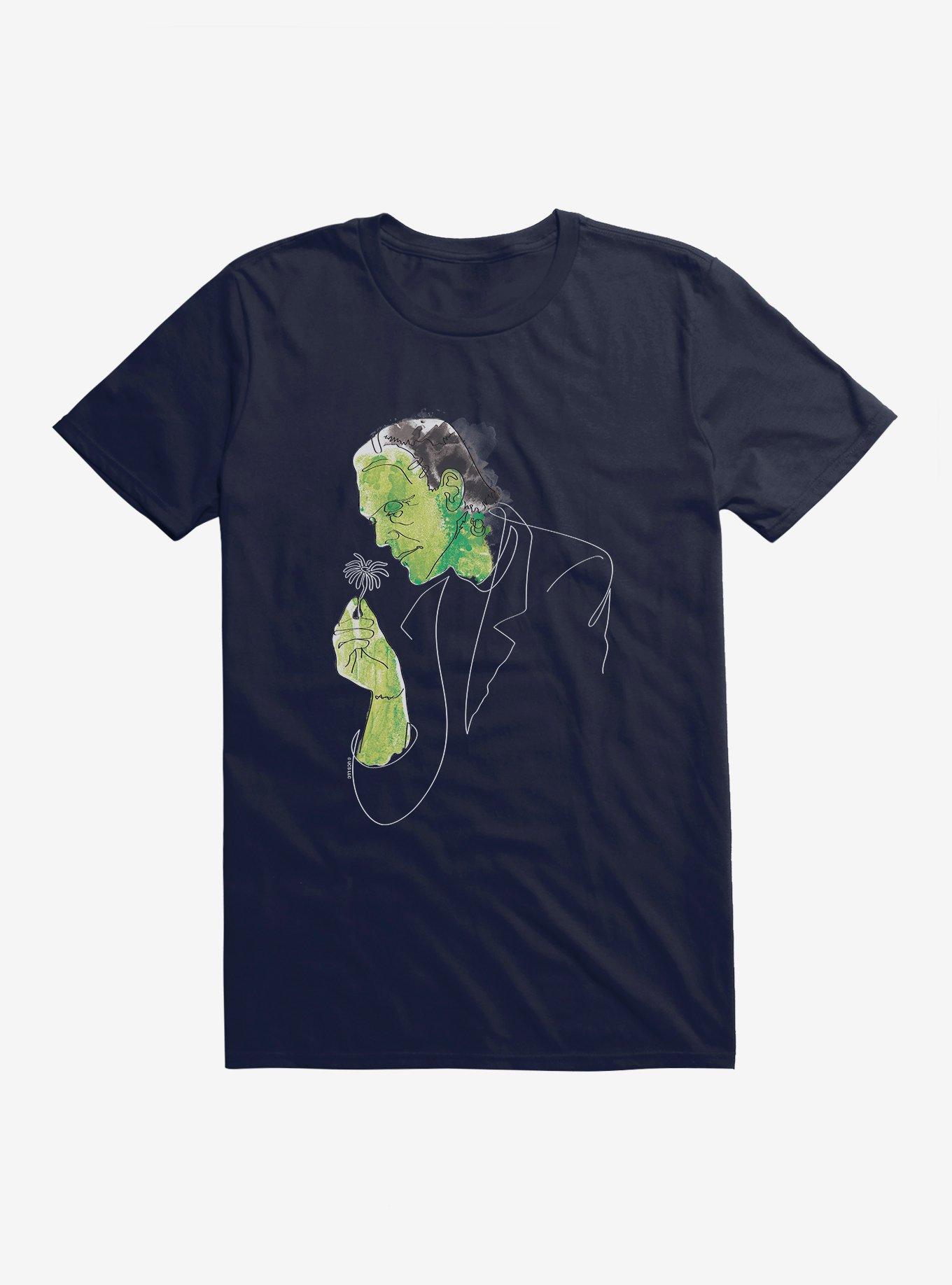 Universal Monsters Frankenstein Watercolor Portrait T-Shirt, NAVY, hi-res