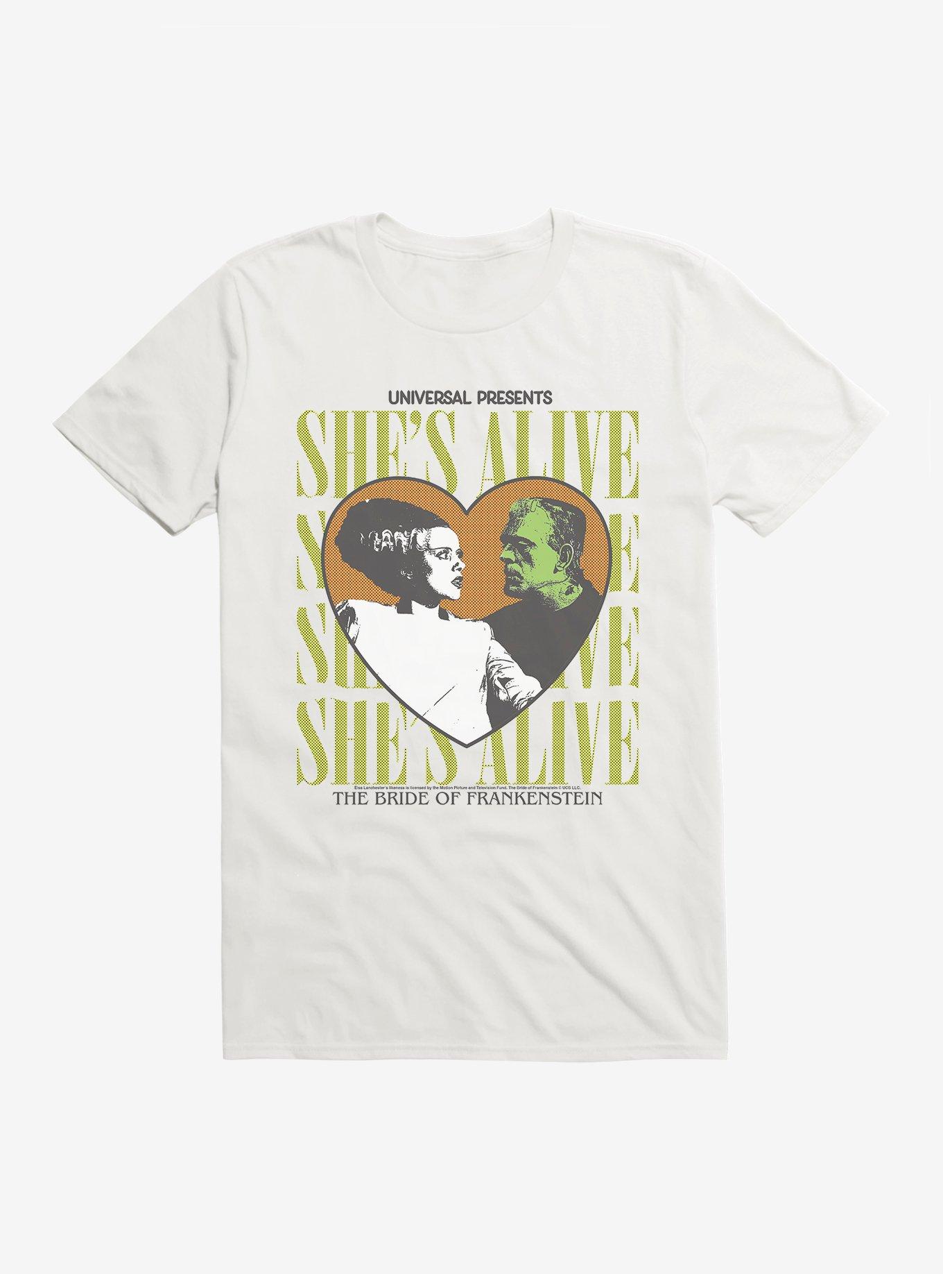Universal Monsters Bride Of Frankenstein She's Alive T-Shirt, WHITE, hi-res