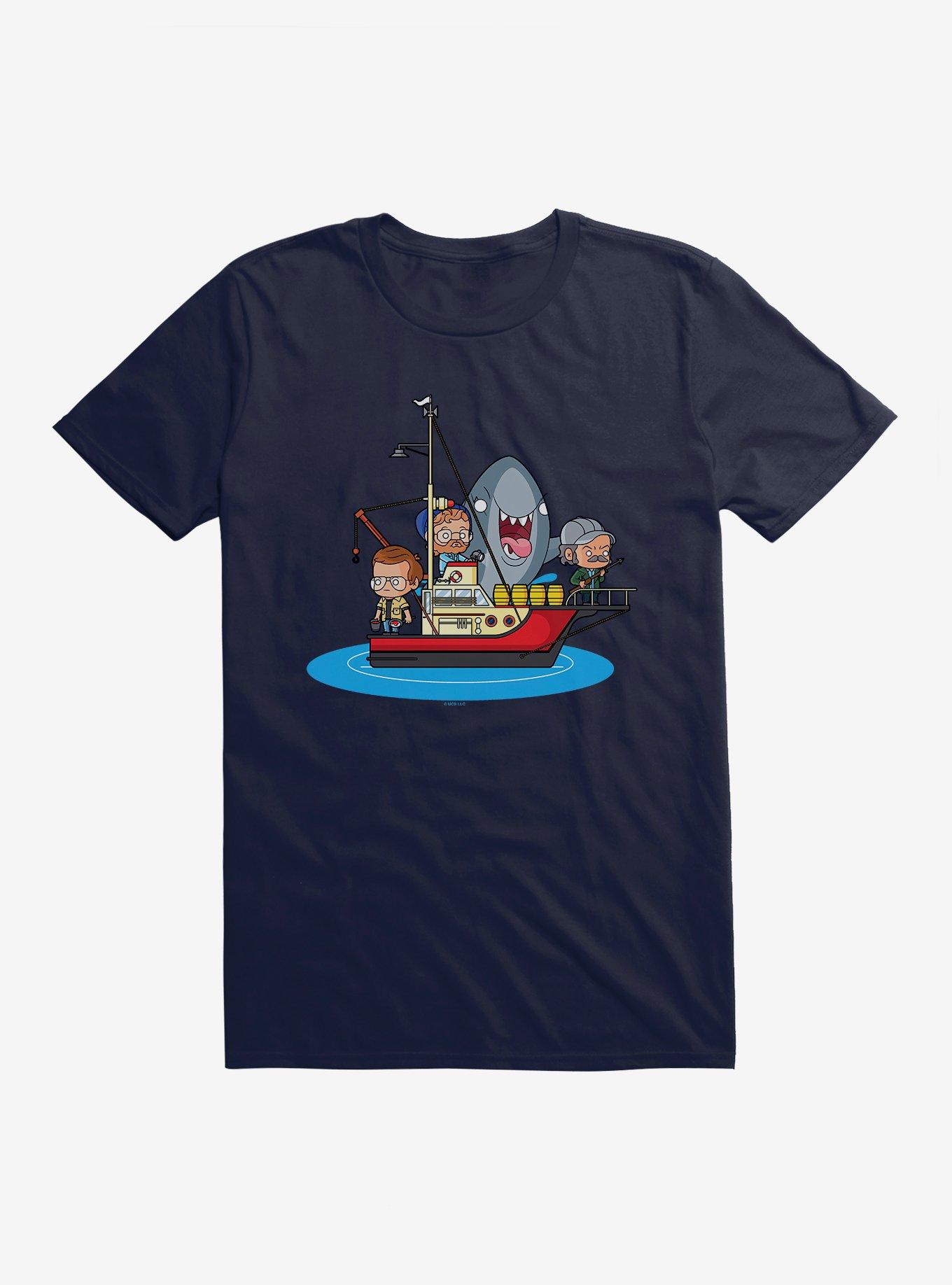 Jaws Chibi Boat Attack T-Shirt, NAVY, hi-res