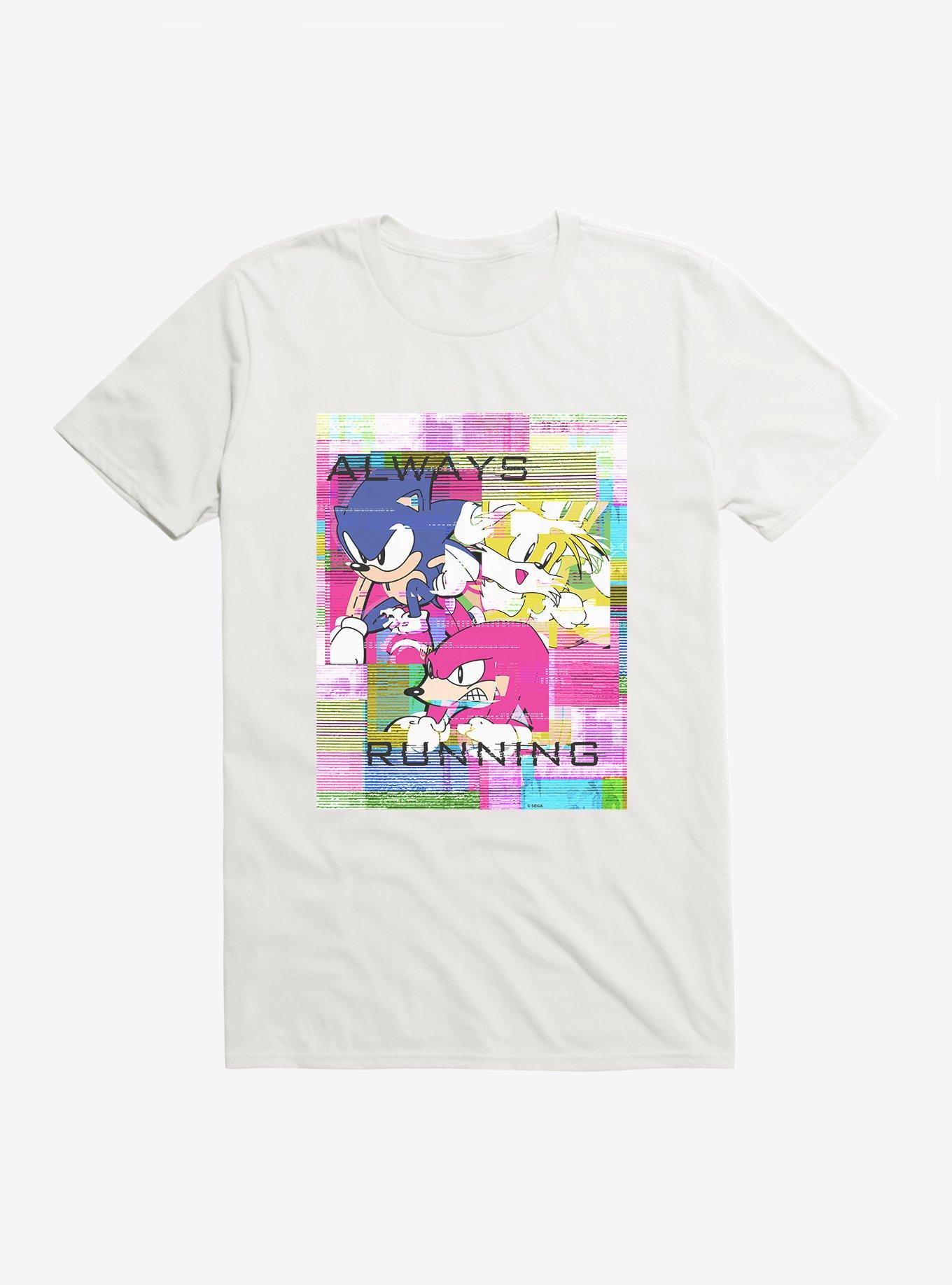 Sonic The Hedgehog Always Running Glitch T-Shirt, WHITE, hi-res