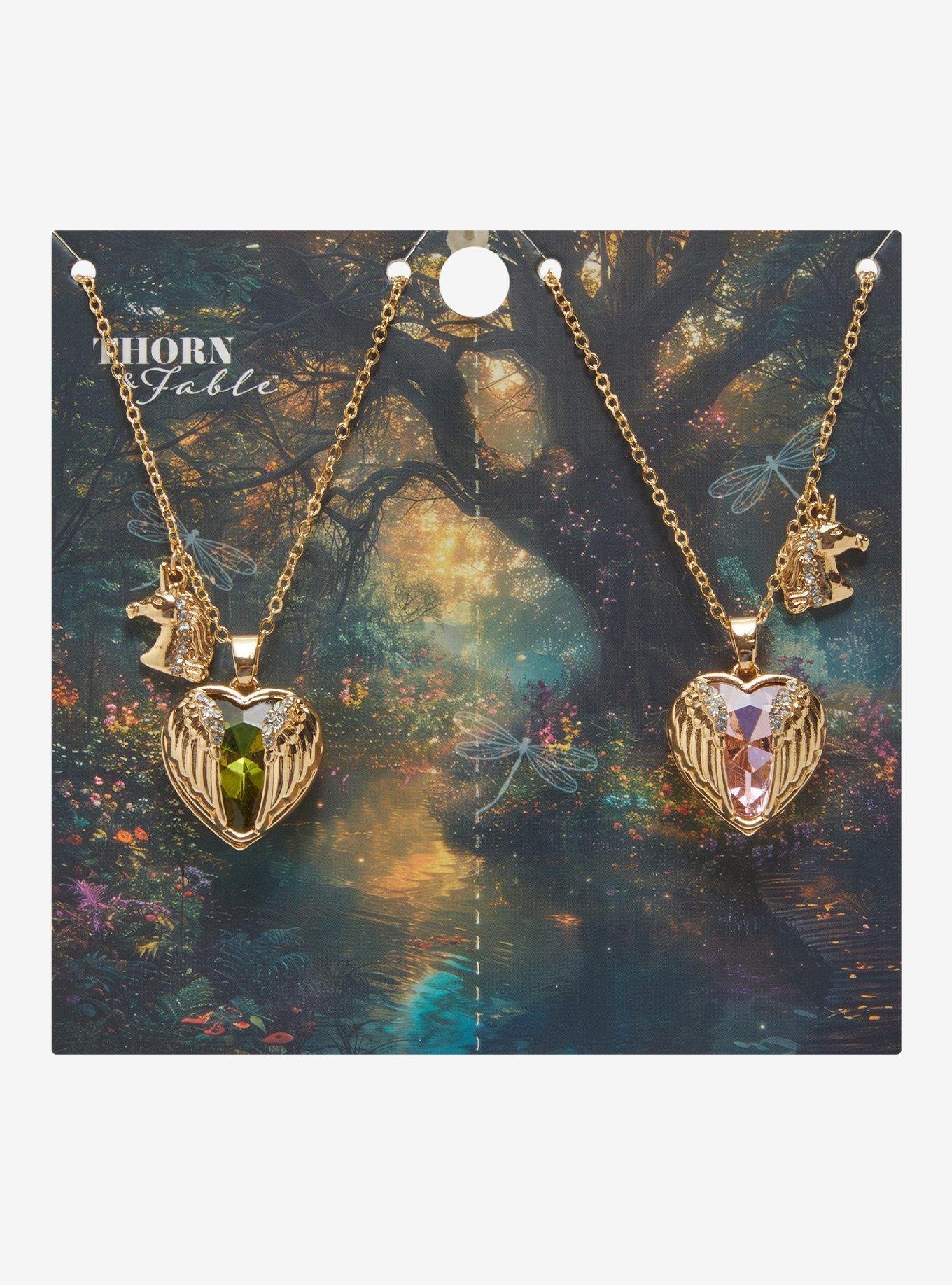 Thorn & Fable Unicorn Angel Wing Best Friend Necklace Set, , hi-res