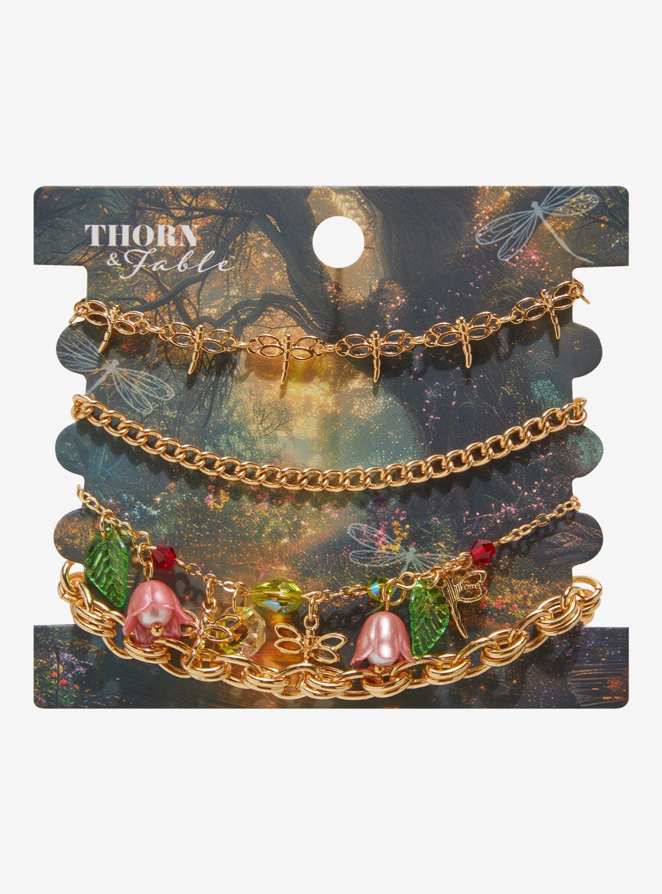 Thorn & Fable Dragonfly Flower Bracelet Set, , hi-res