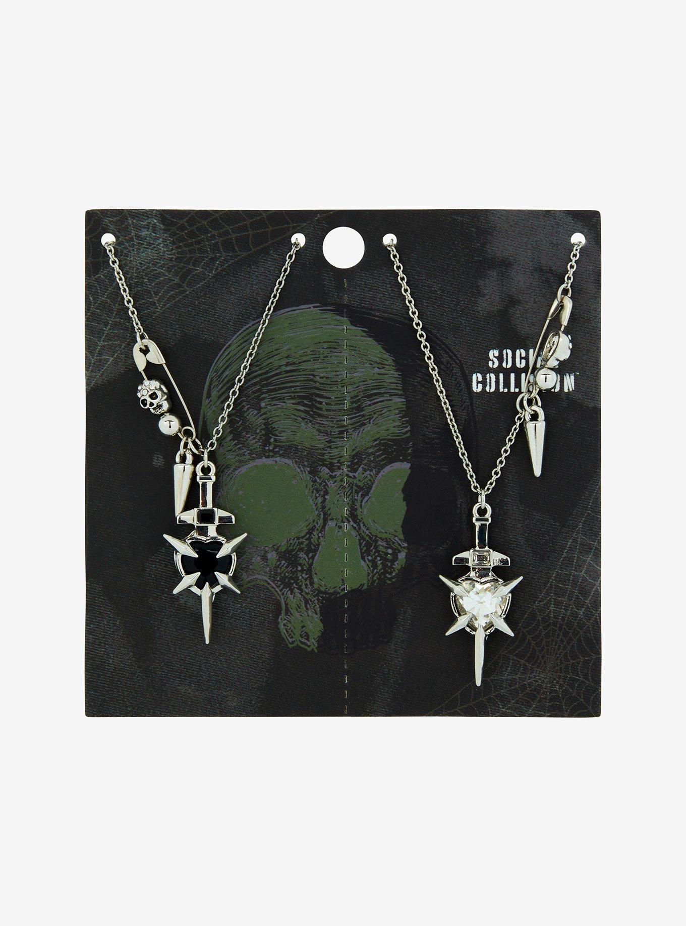 Social Collision Dagger Heart Best Friend Necklace Set, , hi-res