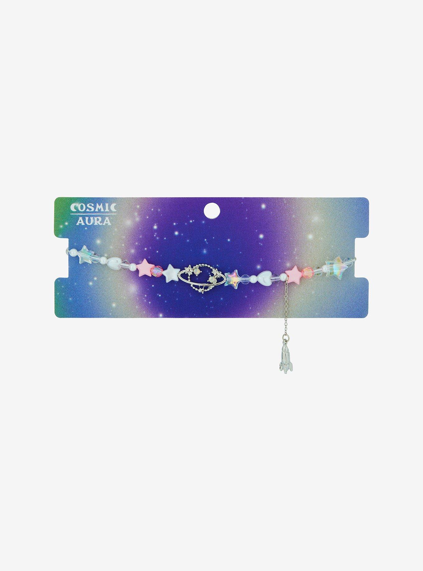 Cosmic Aura Saturn Planet Beaded Choker Necklace, , hi-res
