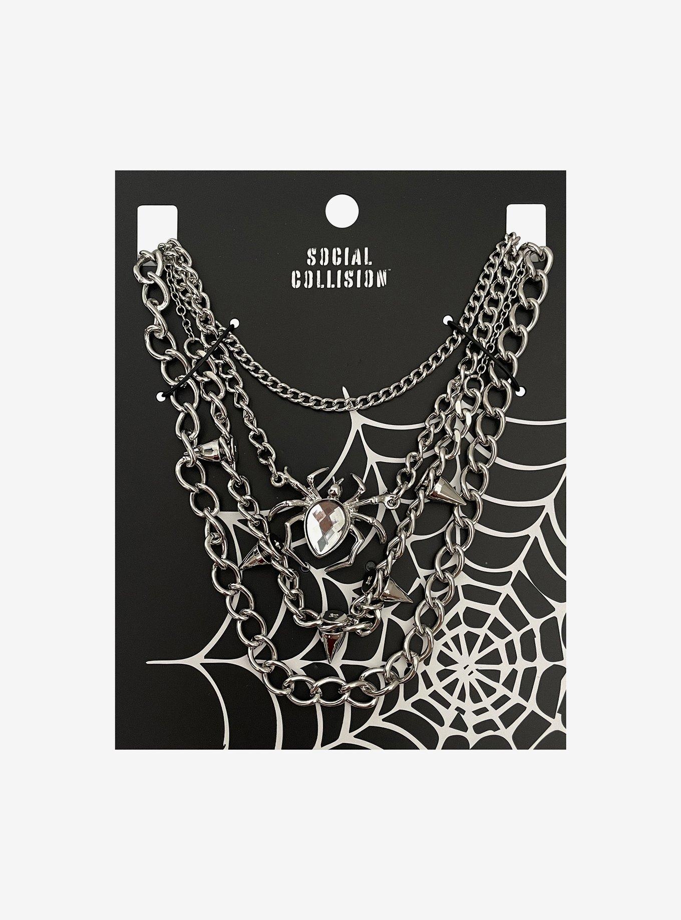 Social Collision Spider Chain Necklace Set, , hi-res