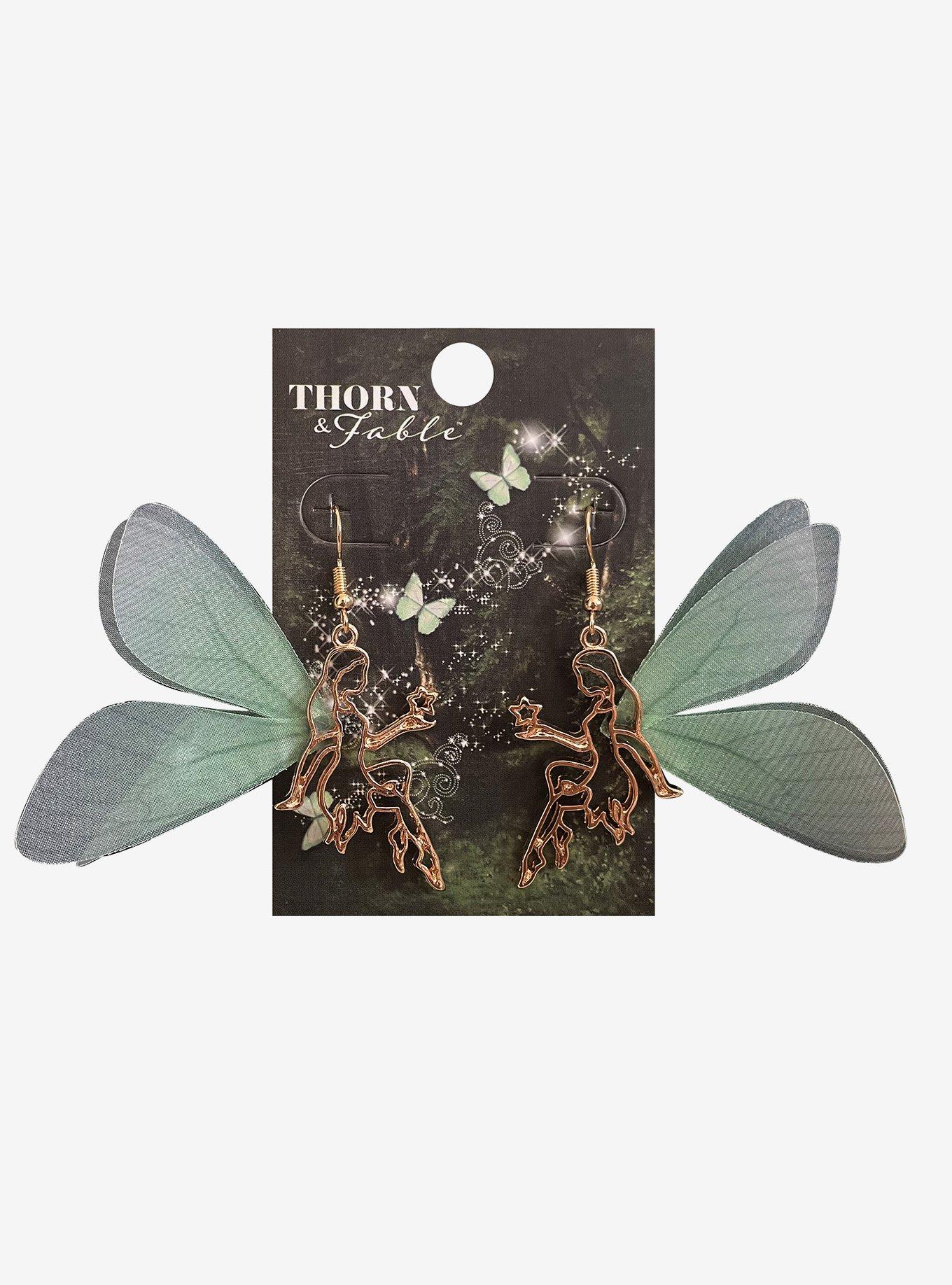 Thorn & Fable Fairy Outline Wings Earrings, , hi-res