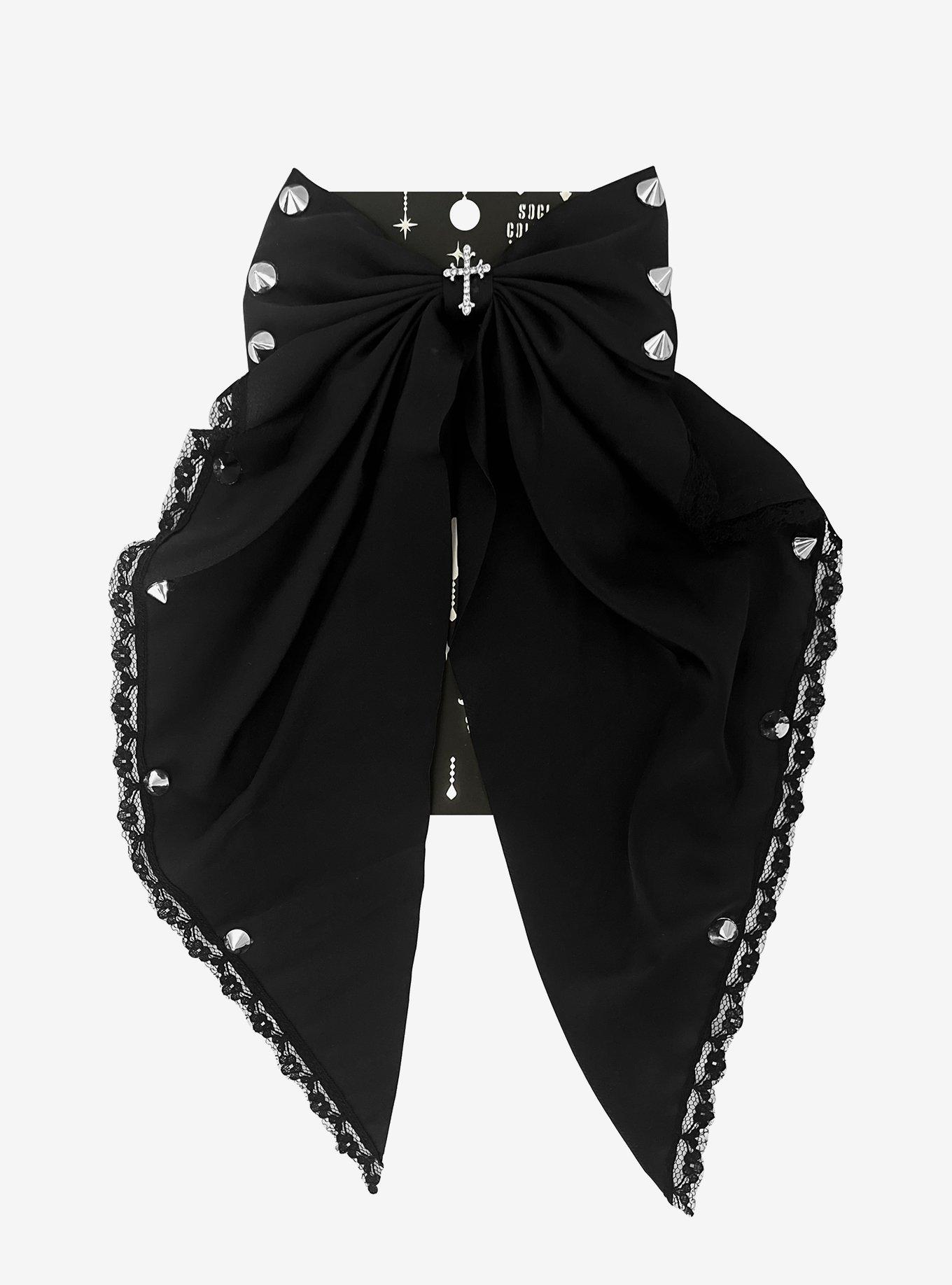 Social Collision Black Studded Statement Bow Hair Clip, , hi-res