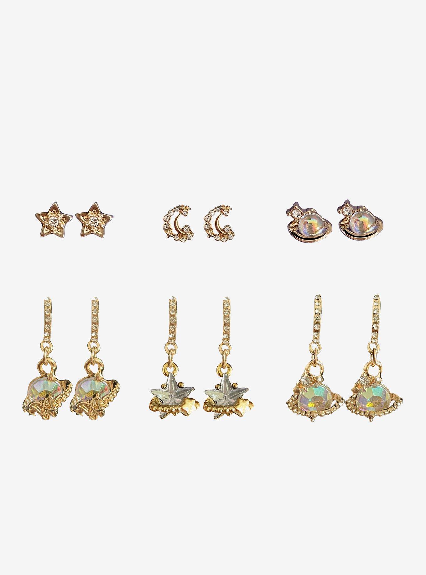 Cosmic Aura Celestial Stud & Huggie Earring Set, , hi-res