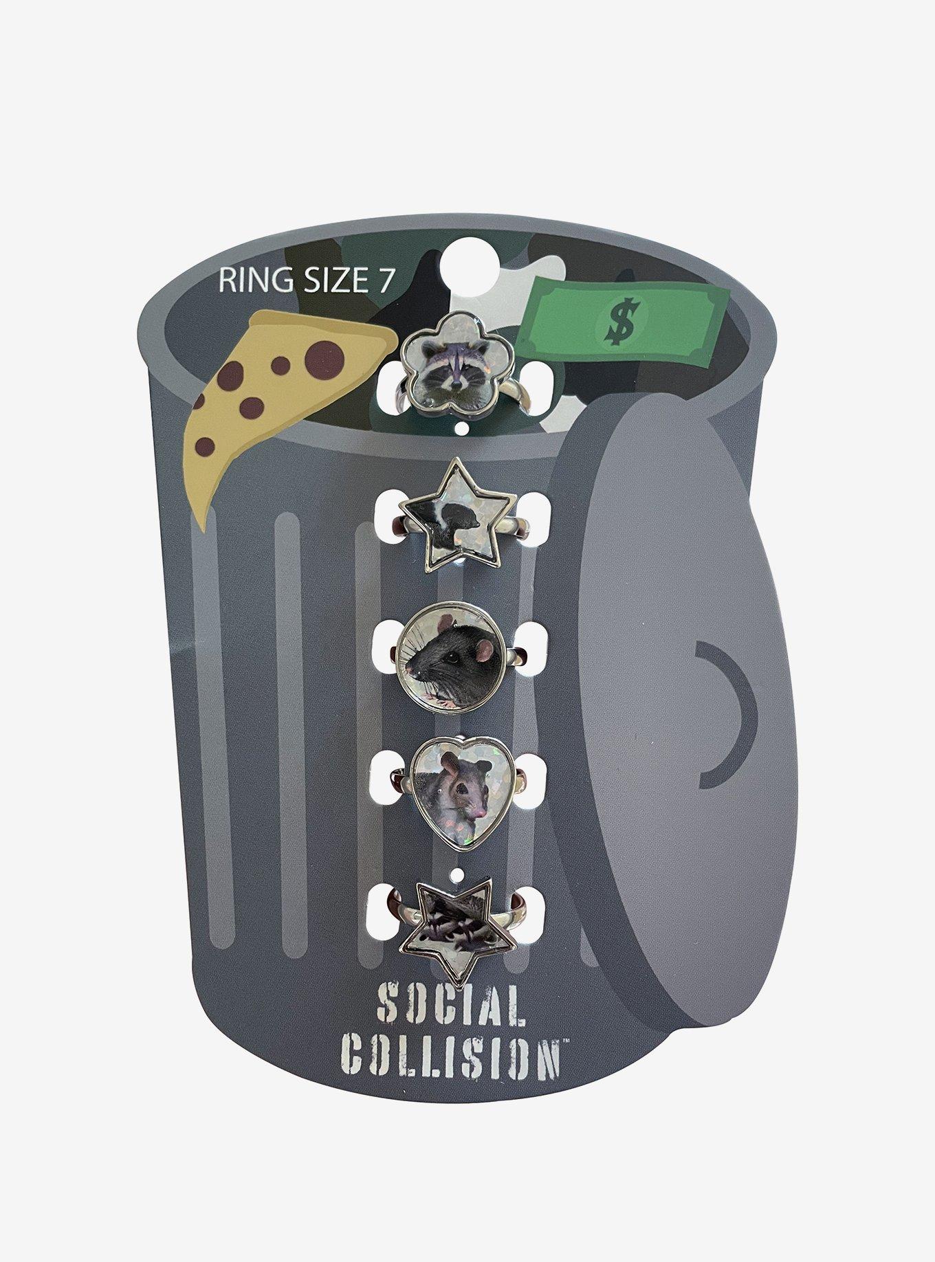 Social Collision Trash Critters Glitter Ring Set, , hi-res