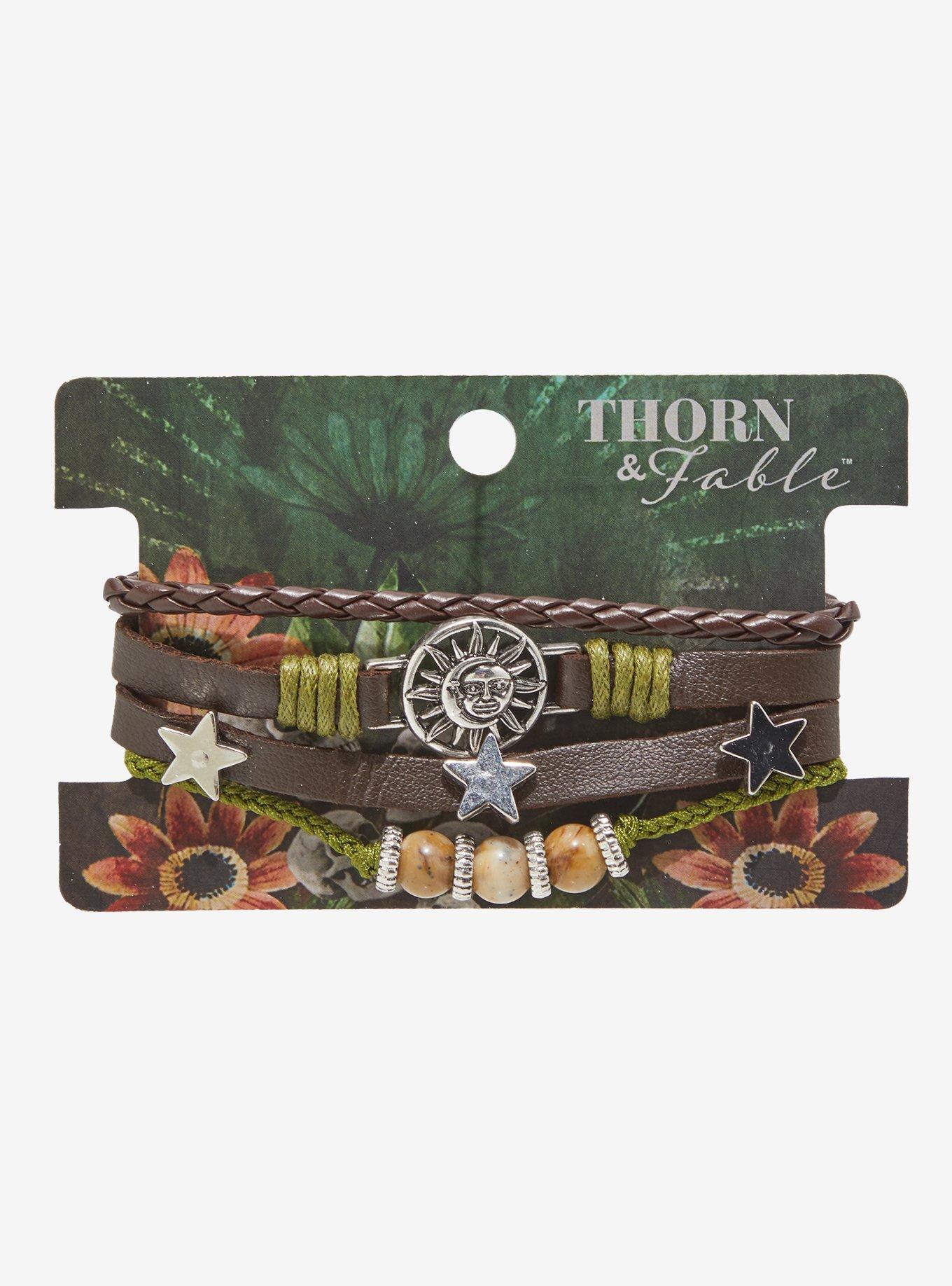 Thorn & Fable Sun Star Brown Faux Leather Bracelet, , hi-res