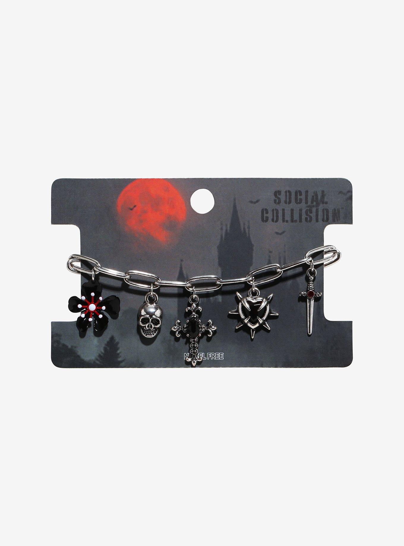 Social Collision Skull & Sword Charm Bracelet, , hi-res