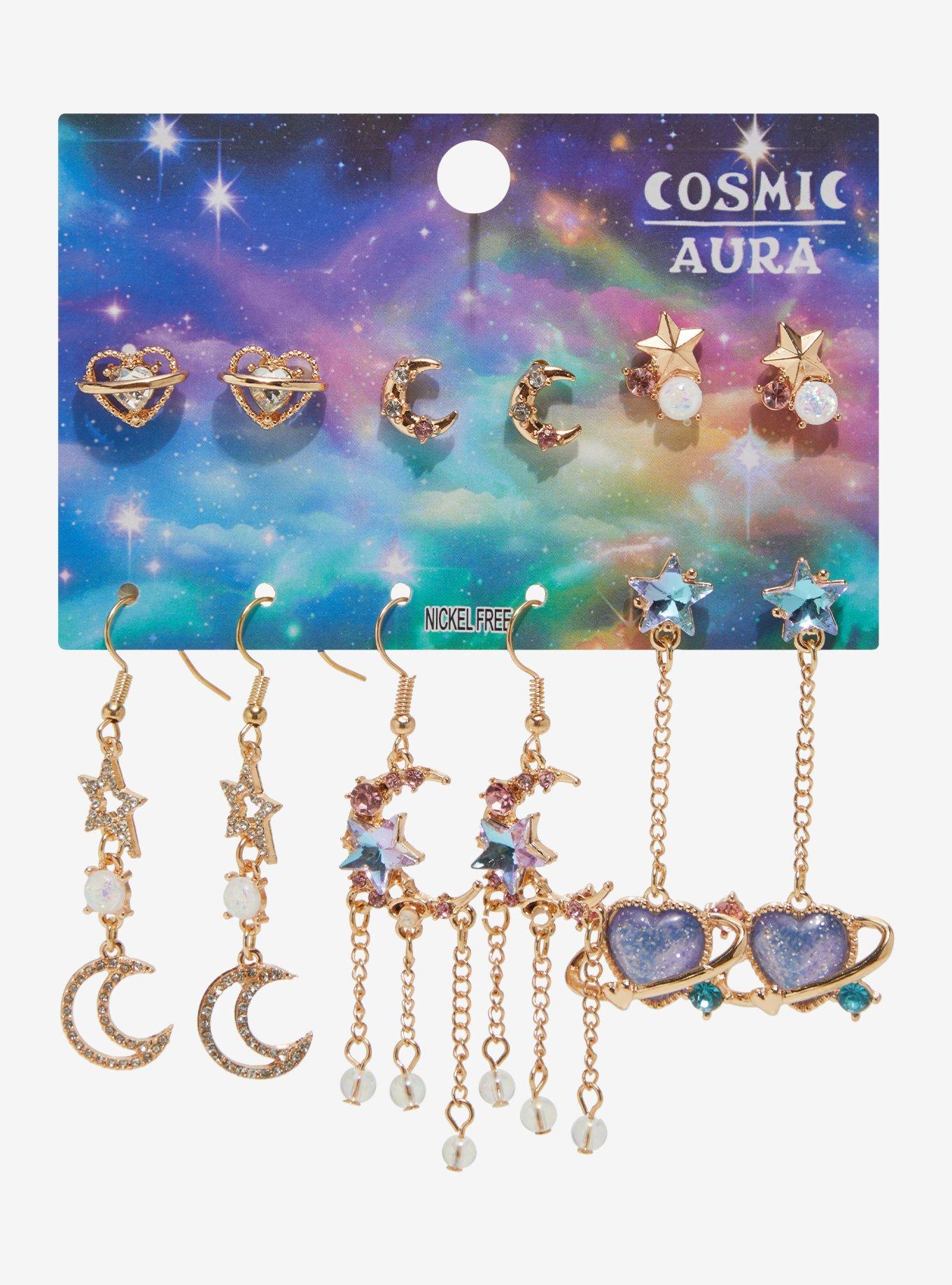 Cosmic Aura Heart Planetary Earring Set, , hi-res