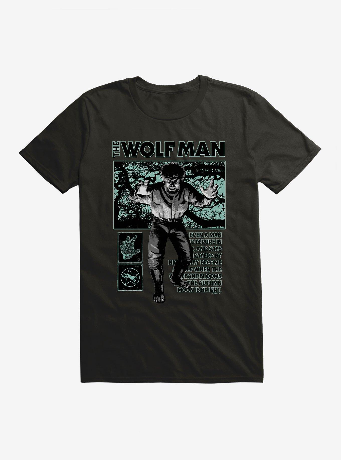 Universal Monsters The Wolf Man From Man To Beast Graphic T-Shirt - Black - Mens Extra Large
