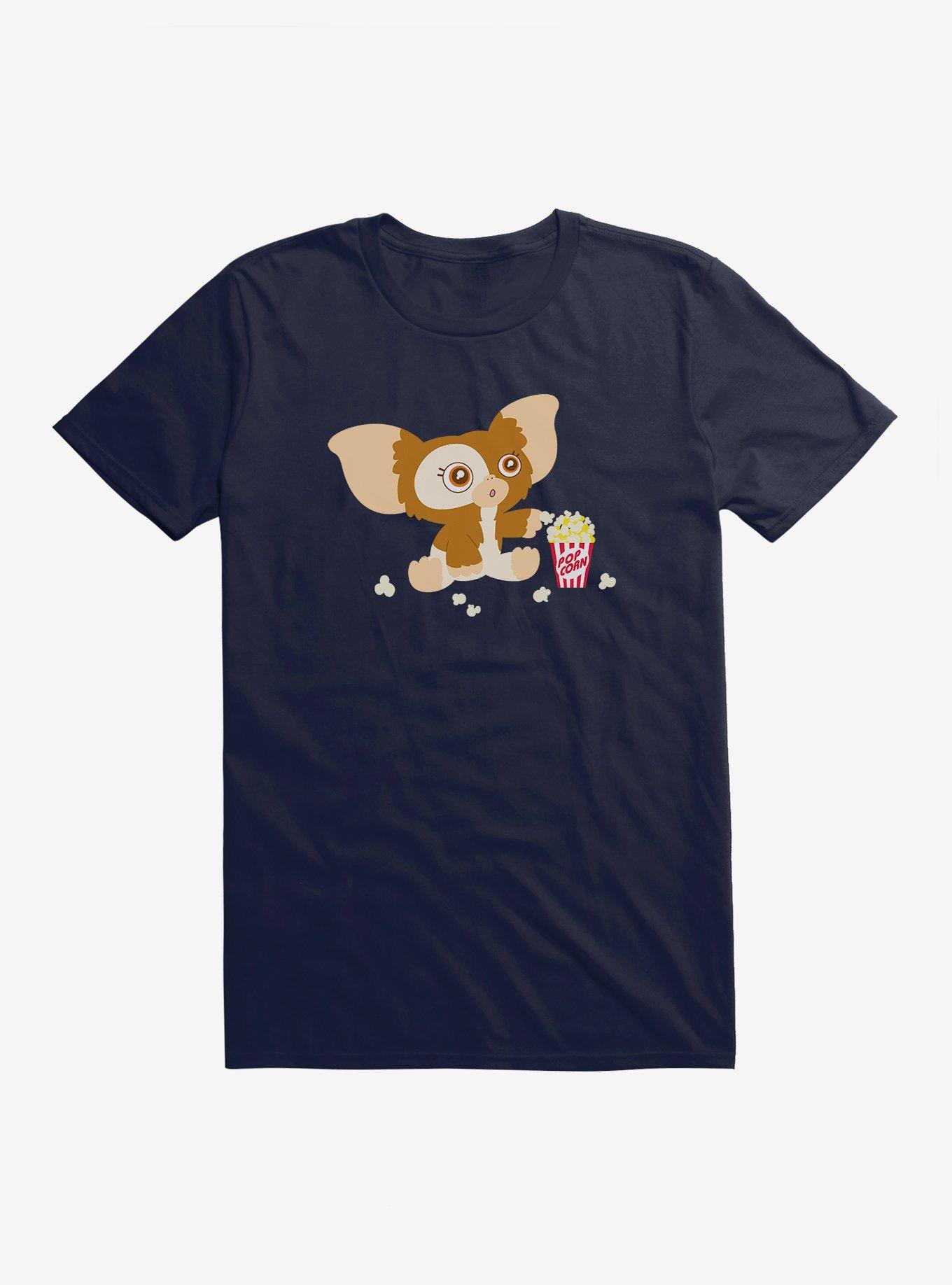 Gremlins Suprised Gizmo Eating Popcorn T-Shirt, NAVY, hi-res