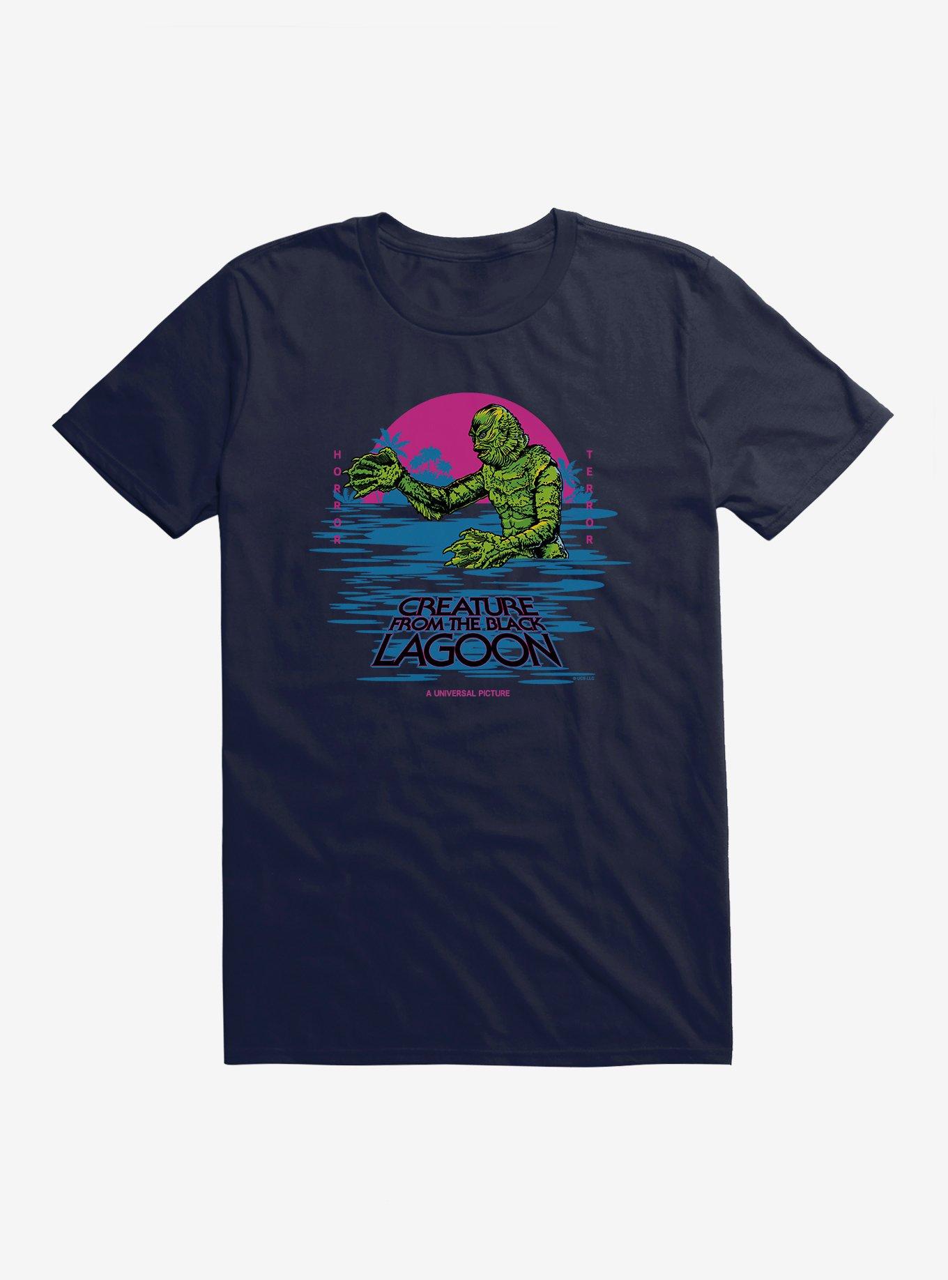 Creature From The Black Lagoon Pastel Title Art T-Shirt, NAVY, hi-res