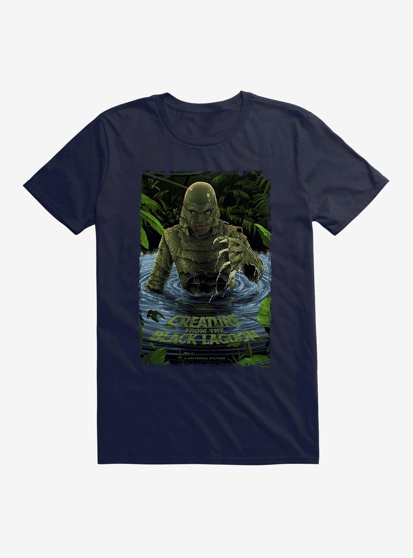 Creature From The Black Lagoon Original Horror Show Movie Poster T-Shirt, NAVY, hi-res