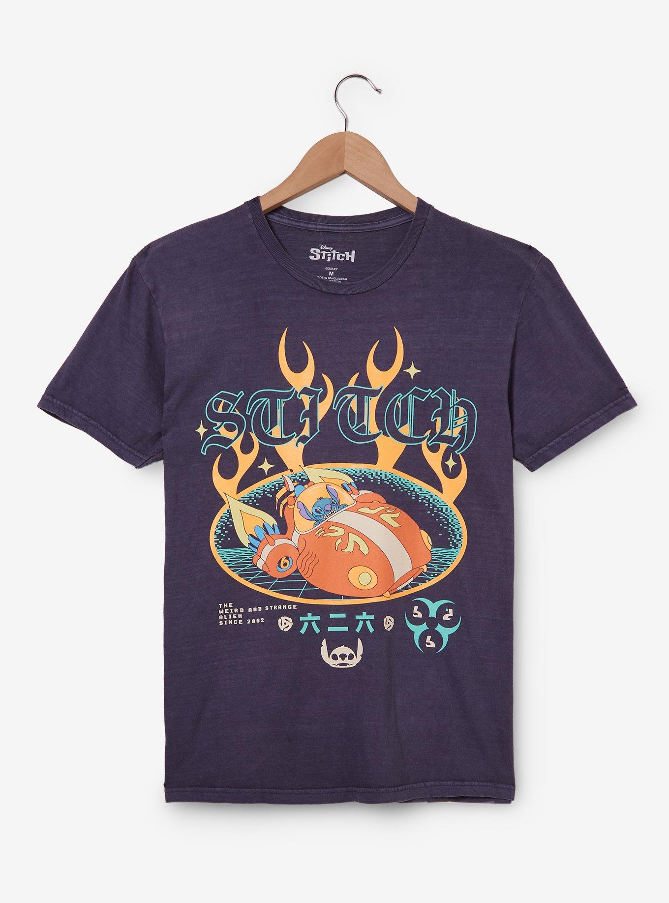 Disney Lilo & Stitch The Red One Stitch Flames T-Shirt &mdash; BoxLunch Exclusive, DARK PURPLE, hi-res