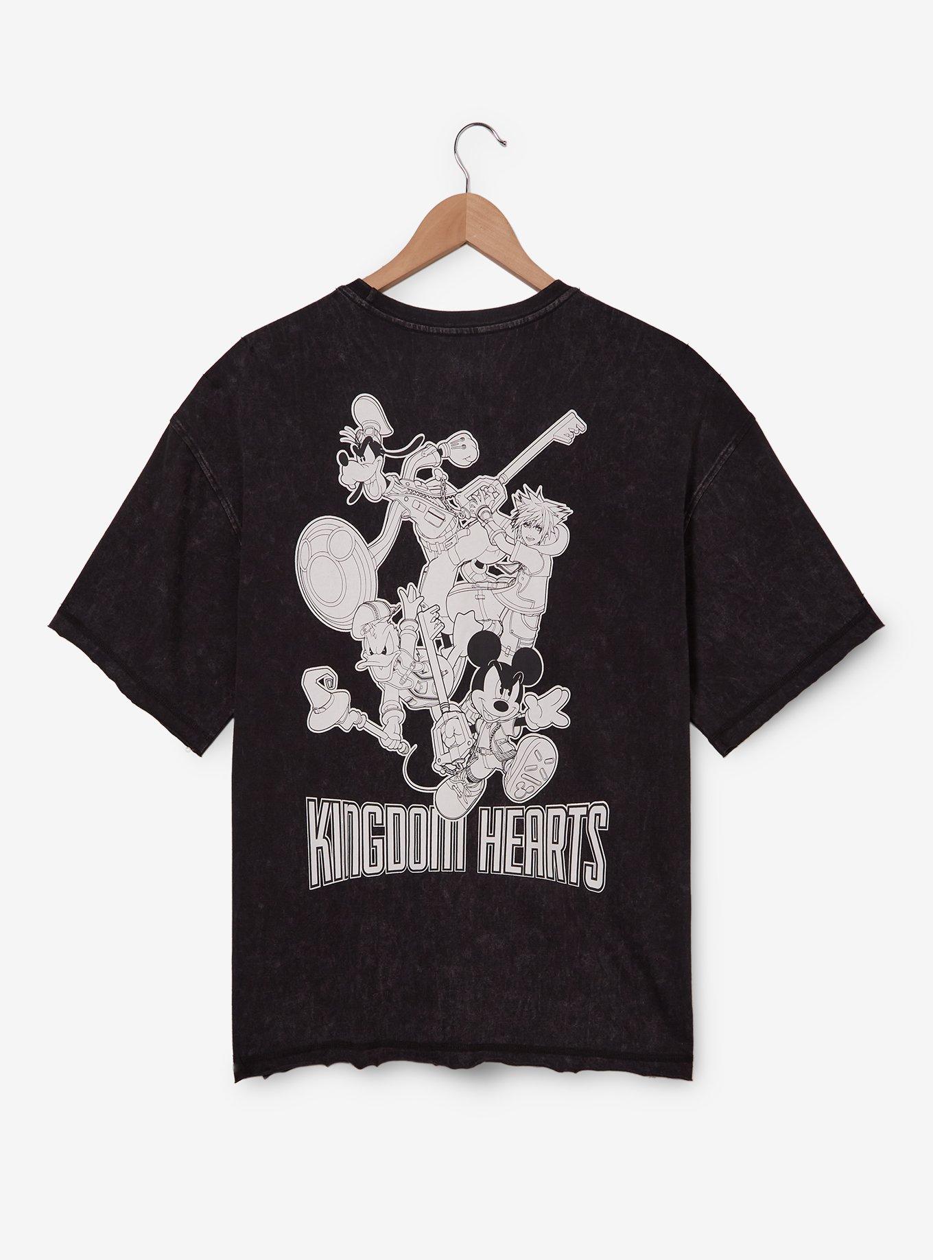 Kingdom Hearts Logo Mineral Wash T-Shirt - BoxLunch Exclusive, BLACK, hi-res