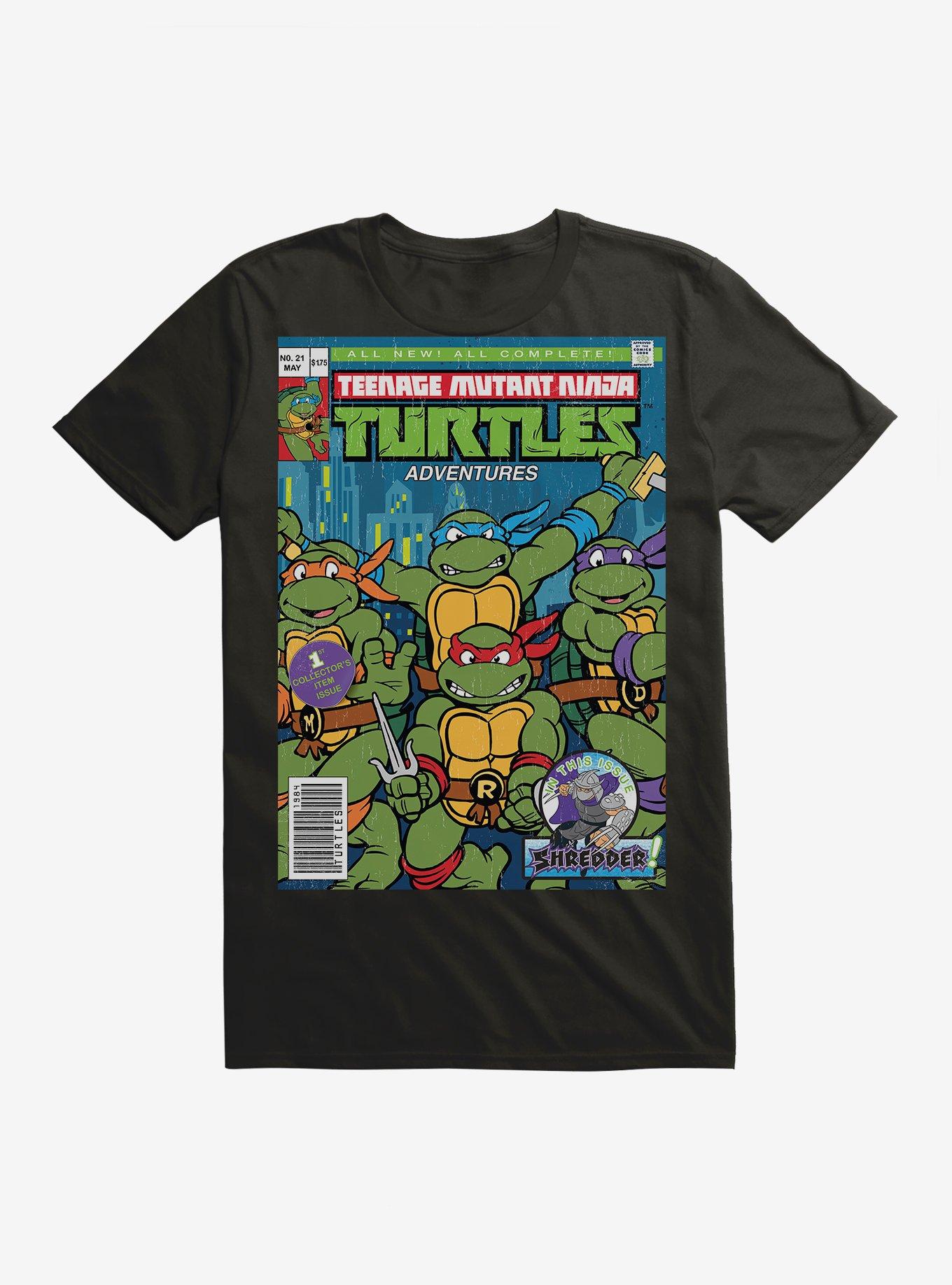 Teenage Mutant Ninja Turtles Adventures Comic Book Group Cover T-Shirt, BLACK, hi-res