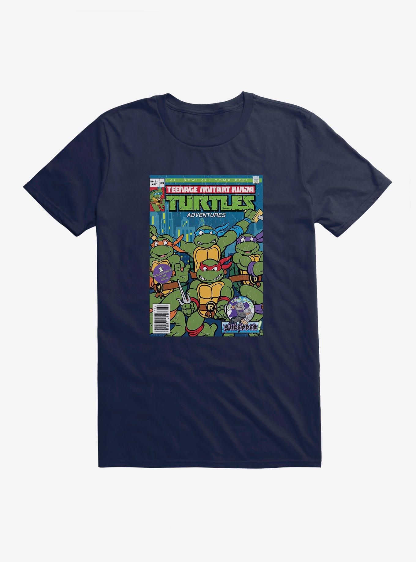 Teenage Mutant Ninja Turtles Adventures Comic Book Group Cover T-Shirt, MIDNIGHT NAVY, hi-res