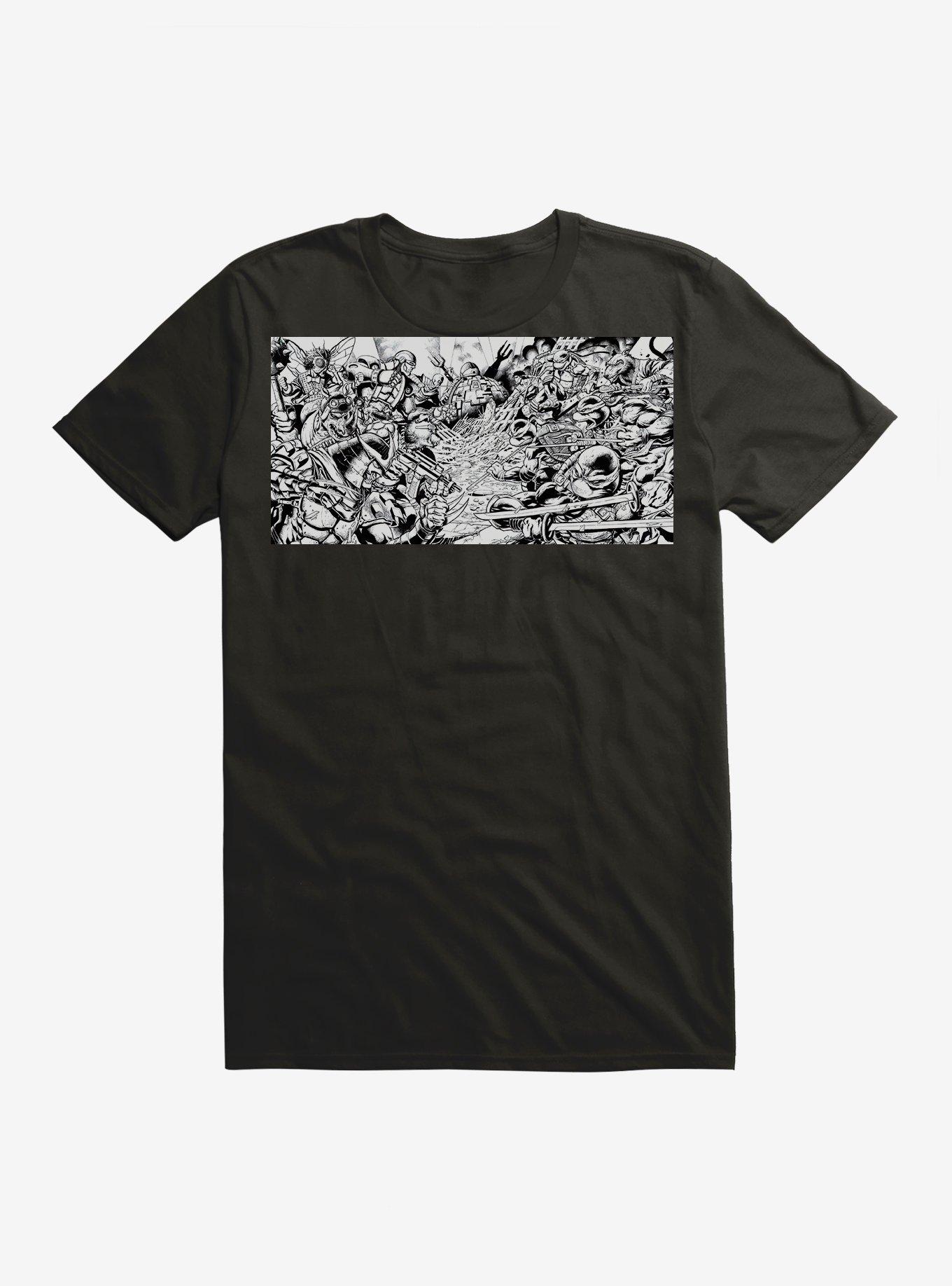 Teenage Mutant Ninja Turtles Black And White Battle Scene T-Shirt, , hi-res