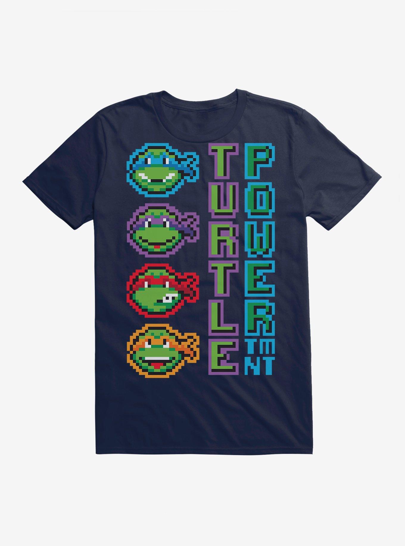 Teenage Mutant Ninja Turtles Pixelated Turtle Power Vertical Team T-Shirt, MIDNIGHT NAVY, hi-res