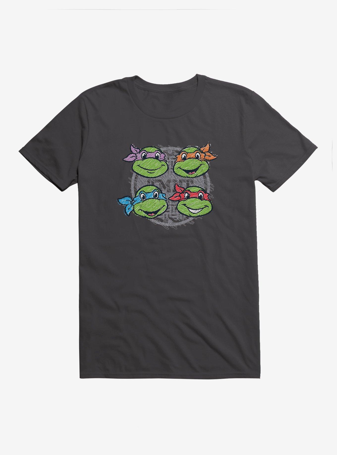 Teenage Mutant Ninja Turtles Chalk Lines Character Faces T-Shirt