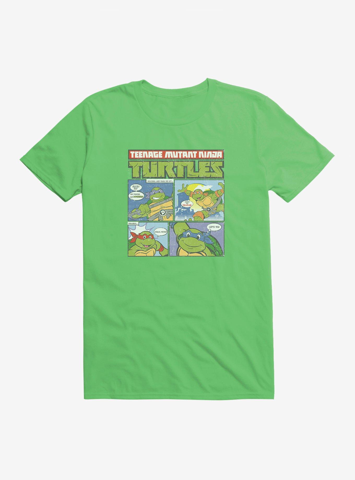 Teenage Mutant Ninja Turtles Comic Strip Group Catchphrases T-Shirt, KELLY, hi-res