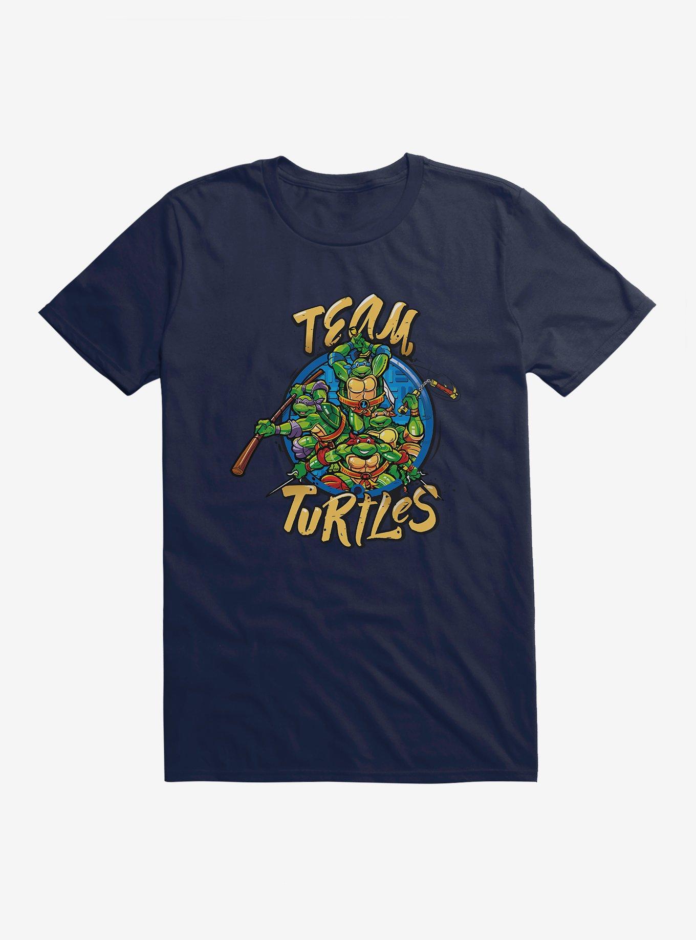 Teenage Mutant Ninja Turtles Team Turtle Group Poses Circle T-Shirt, MIDNIGHT NAVY, hi-res