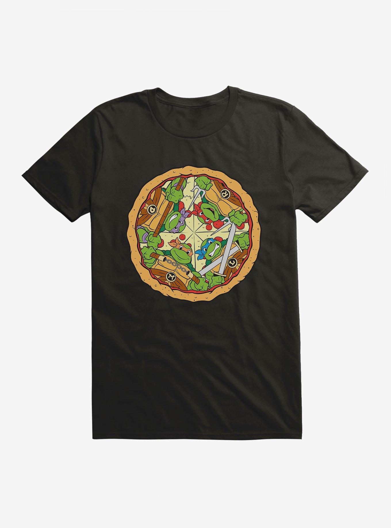 Teenage Mutant Ninja Turtles Group On Pizza Slices T-Shirt, , hi-res