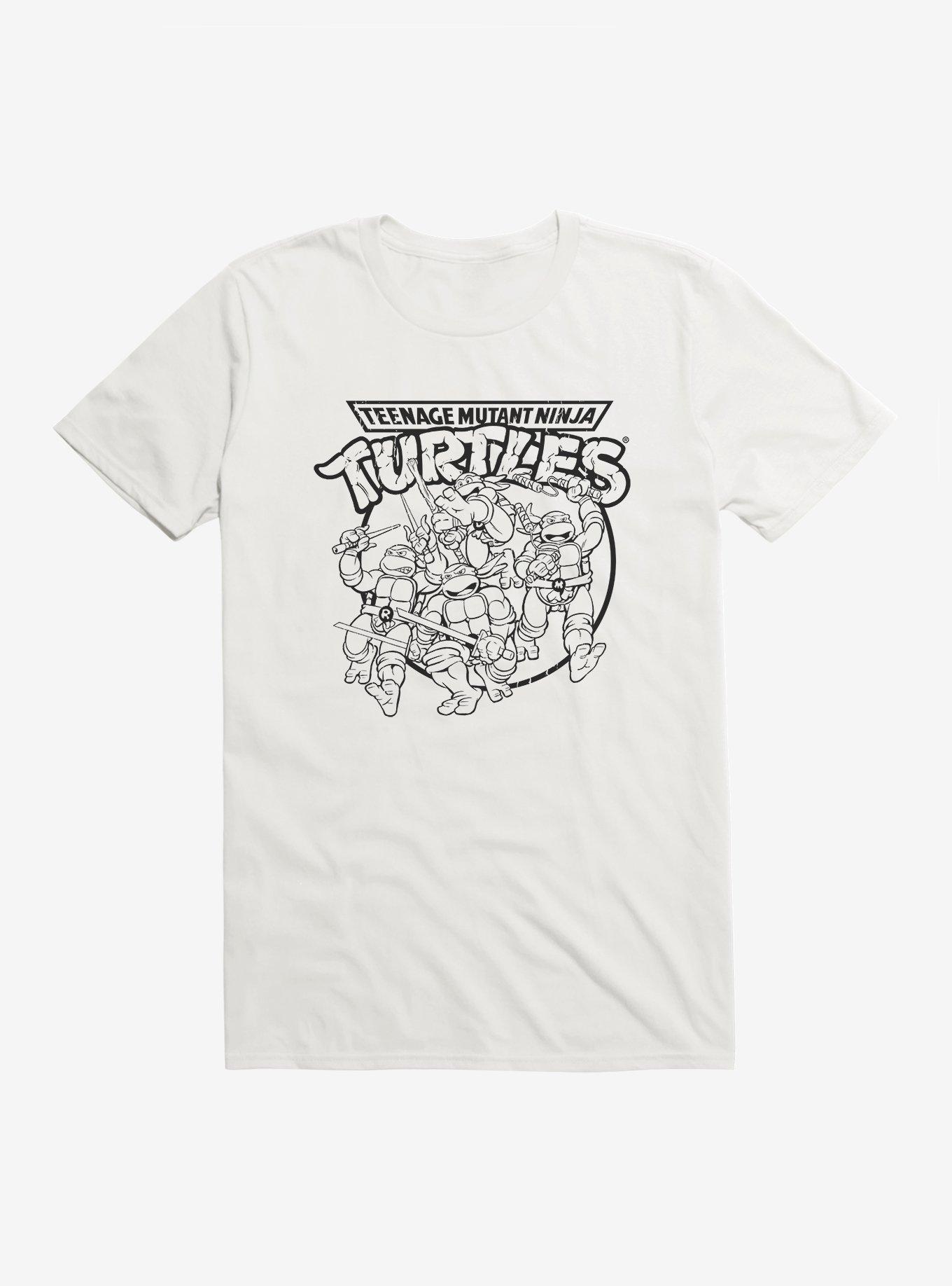 Teenage Mutant Ninja Turtles Group Fight Pose Outline T-Shirt