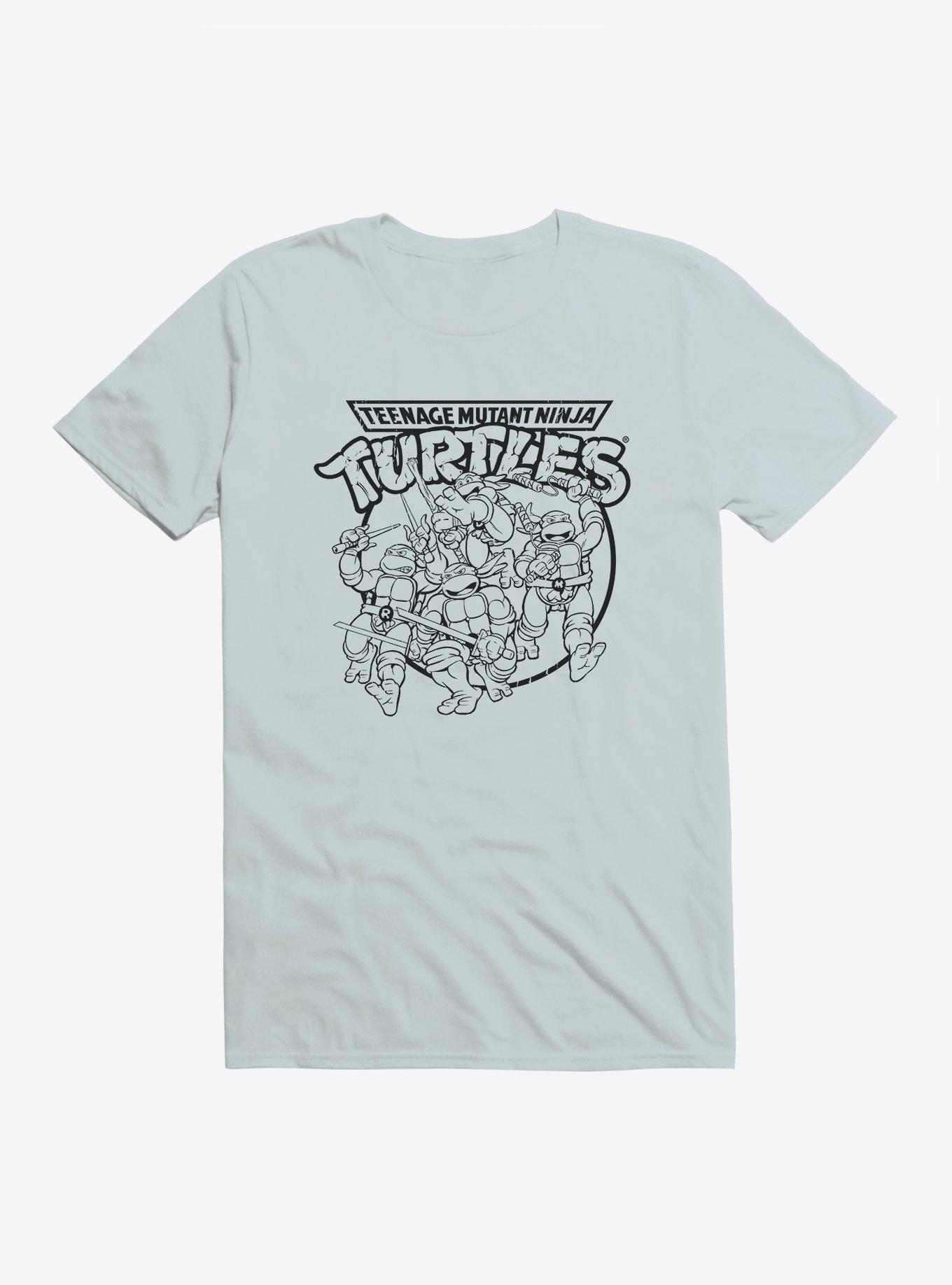 Teenage Mutant Ninja Turtles Group Fight Pose Outline T-Shirt, , hi-res